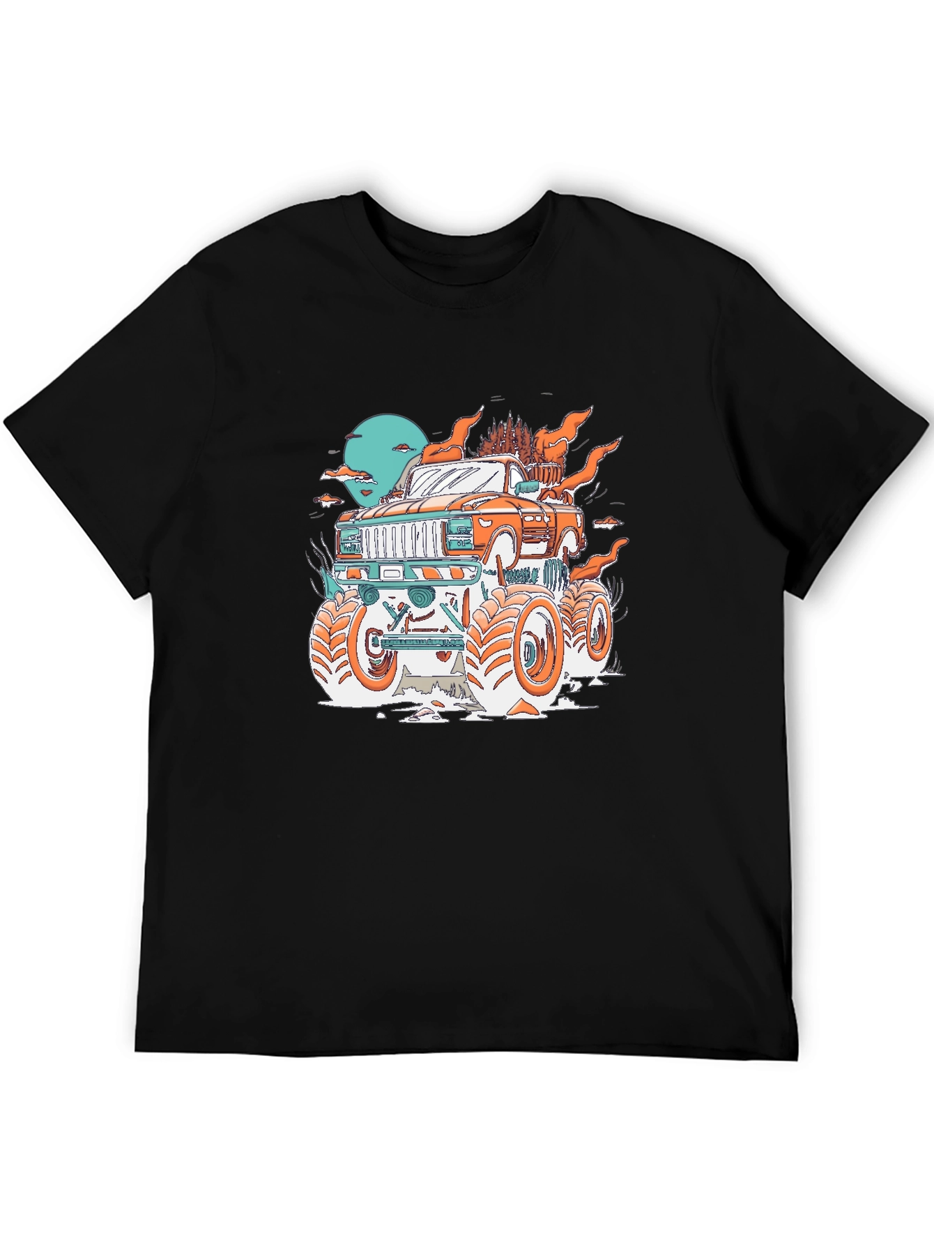 Monster Truck Graphic Print Black T-Shirt