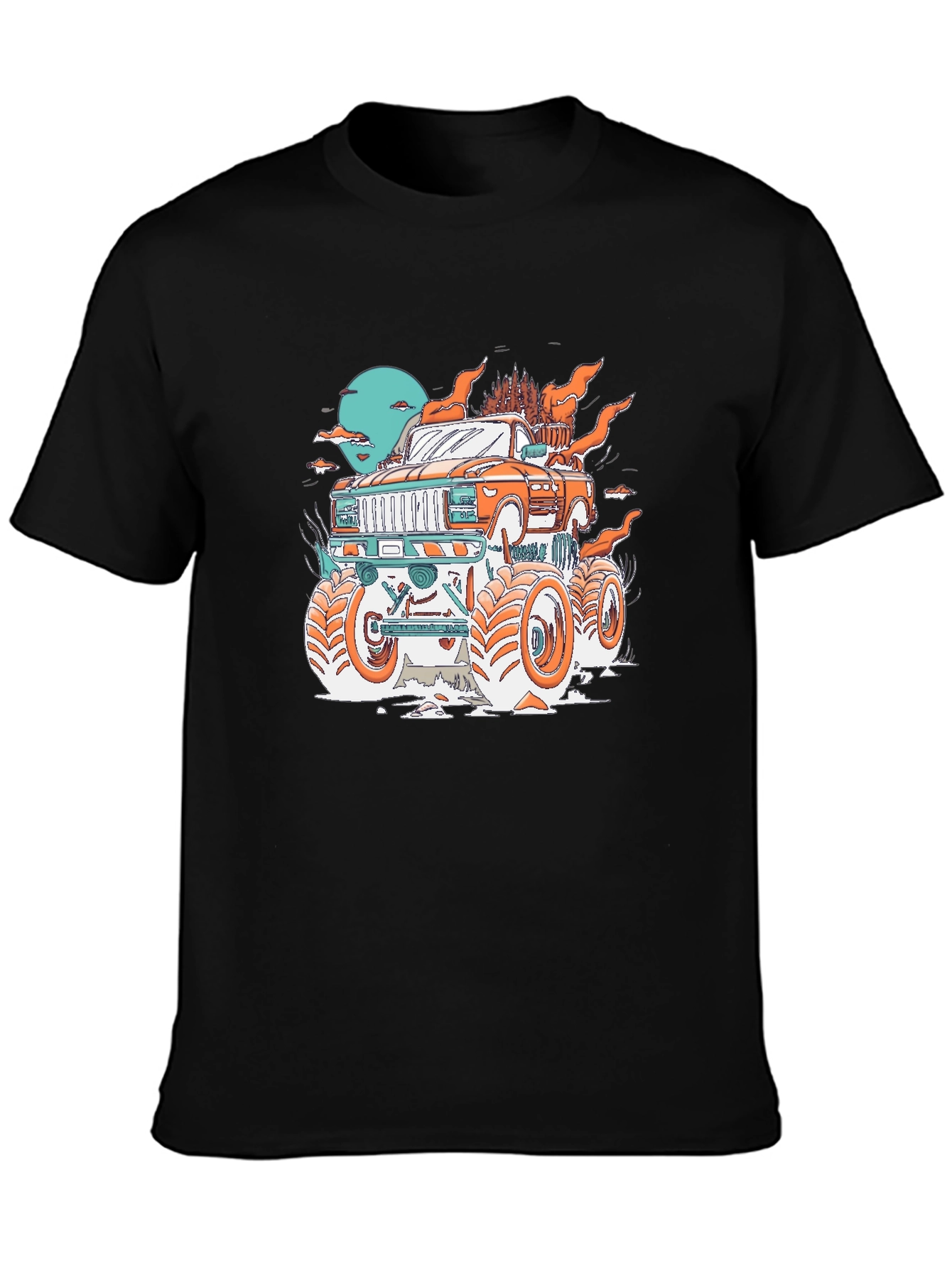 Monster Truck Graphic Print Black T-Shirt