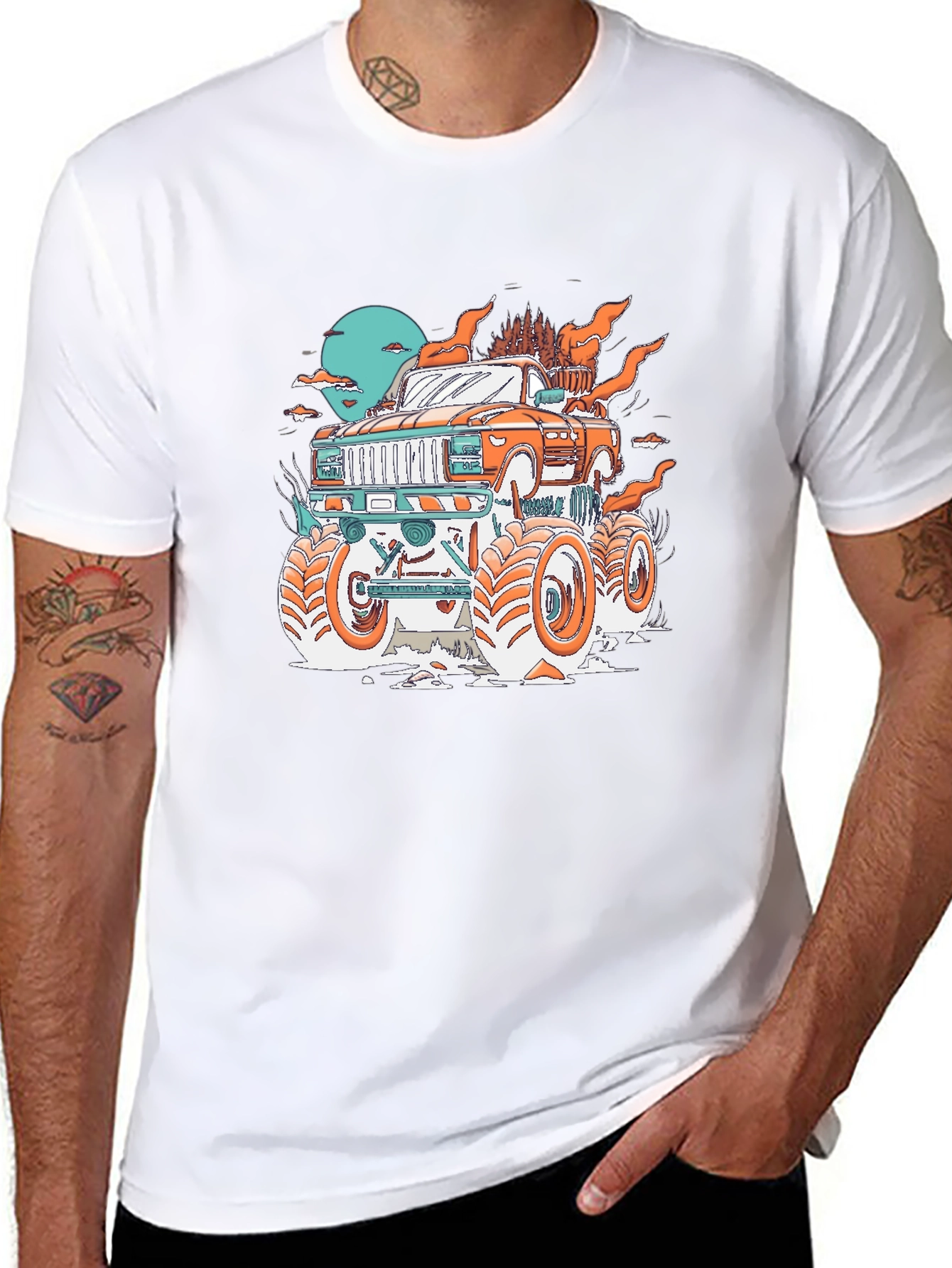 Monster Truck Graphic Print Black T-Shirt