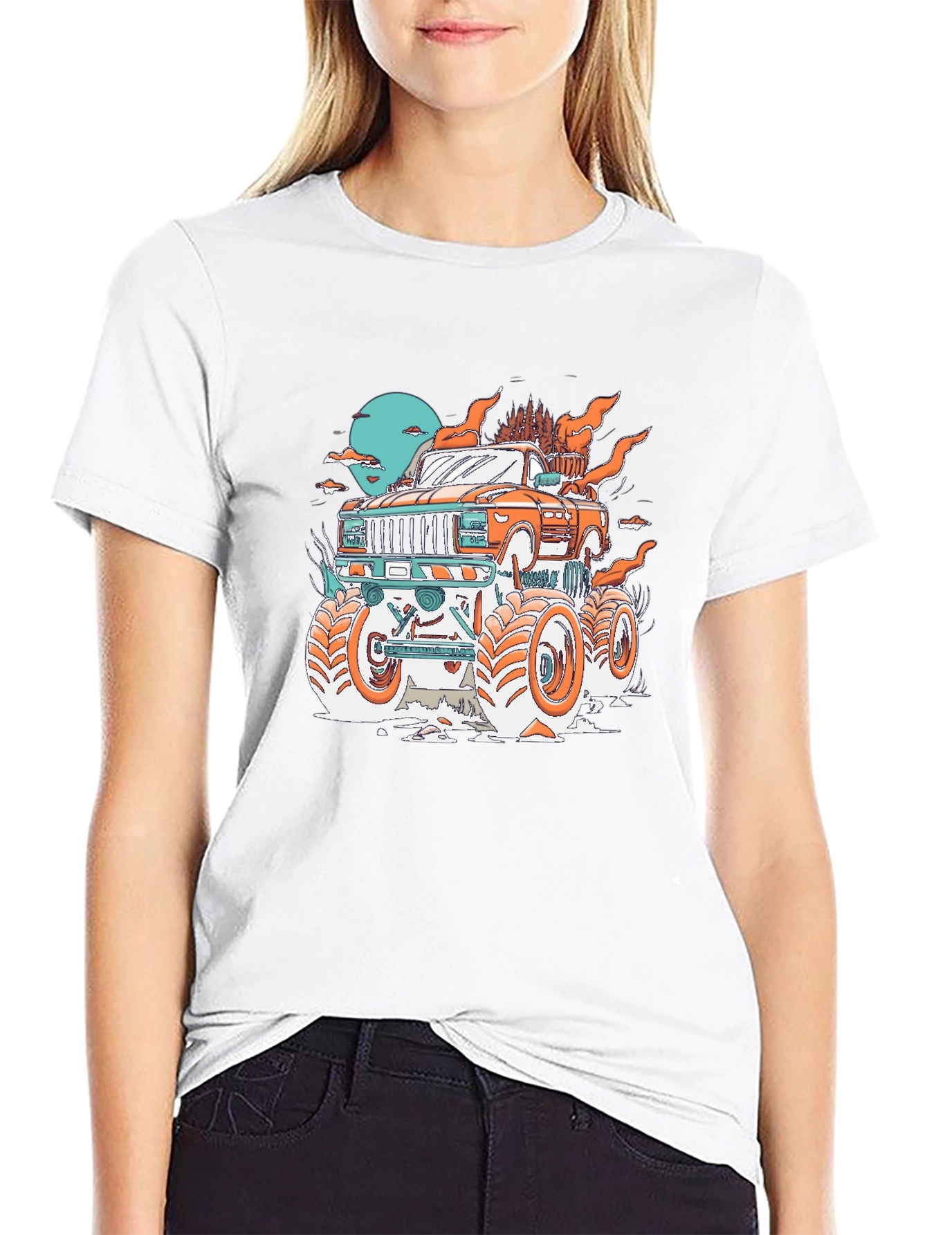 Monster Truck Graphic Print Black T-Shirt