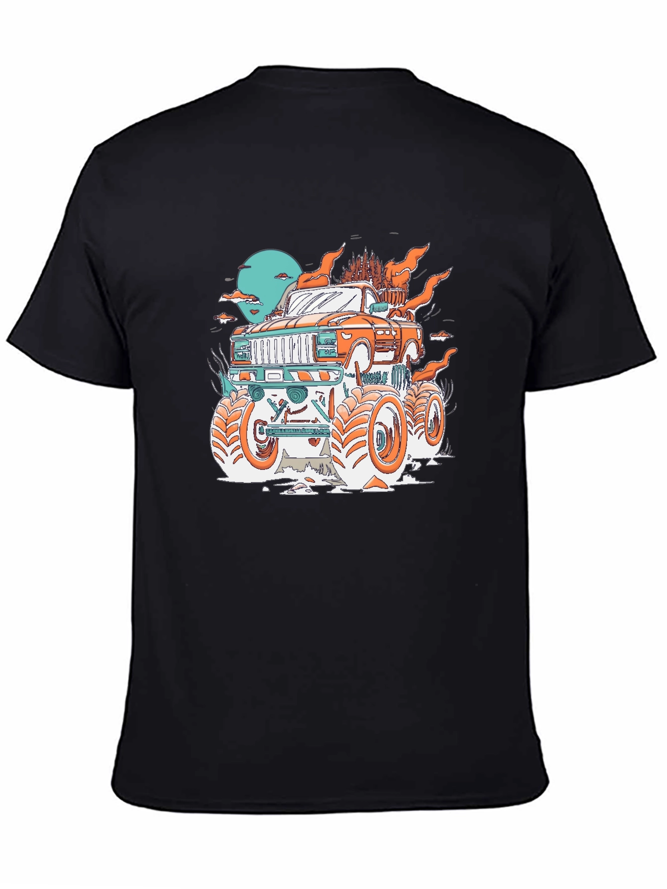 Monster Truck Graphic Print Black T-Shirt