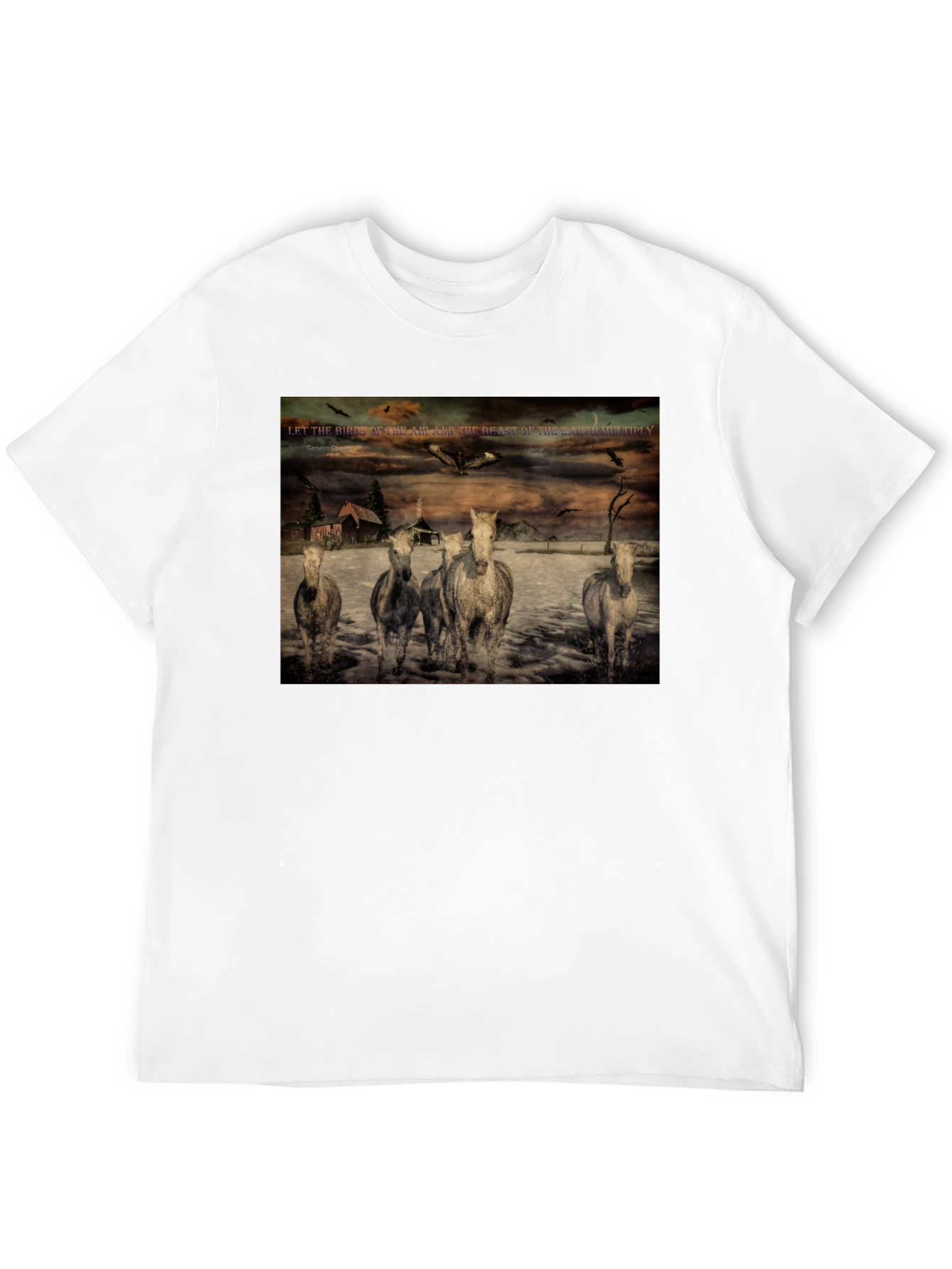Genesis Chapter One Horses Graphic T-Shirt