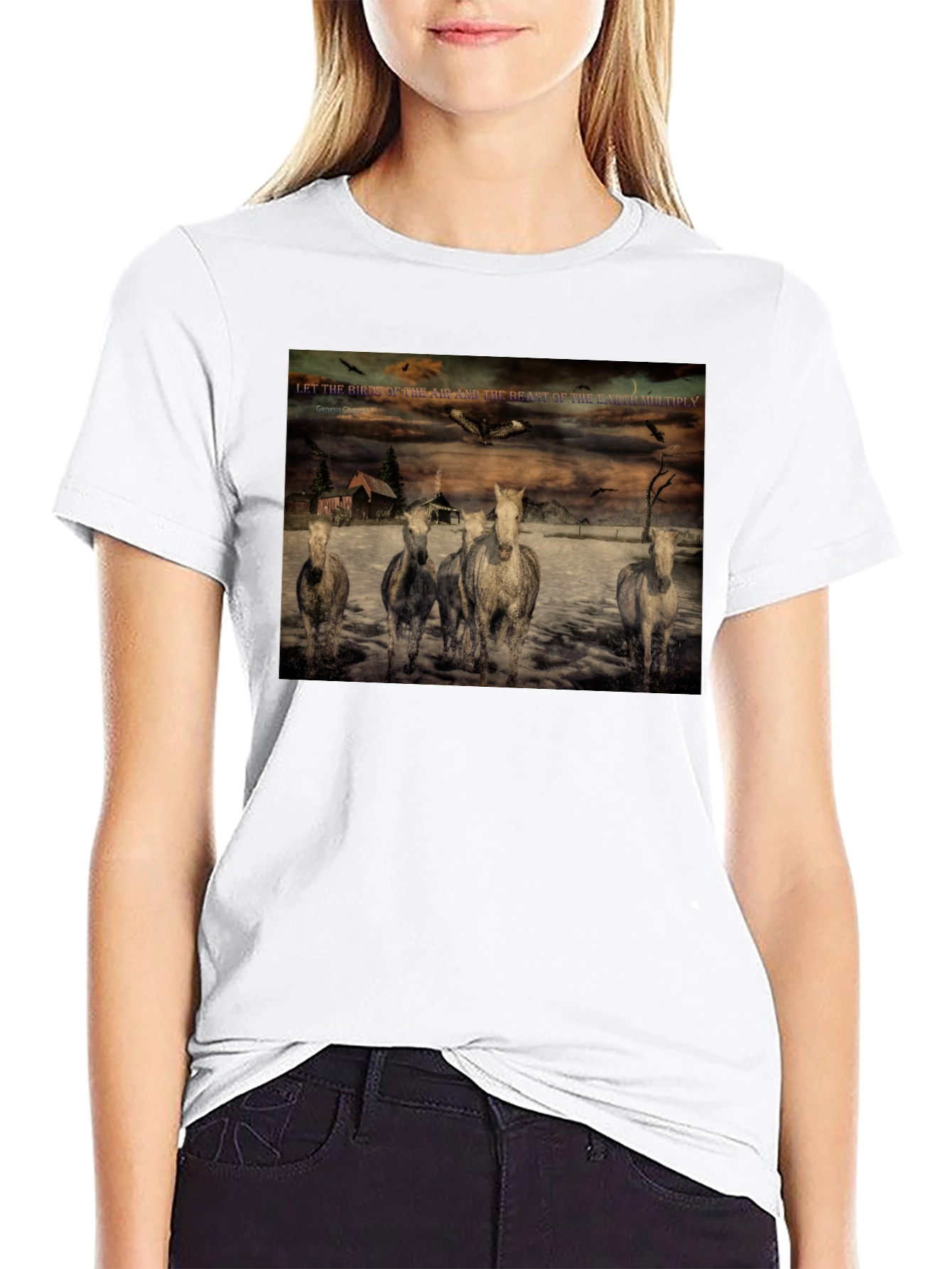 Genesis Chapter One Horses Graphic T-Shirt