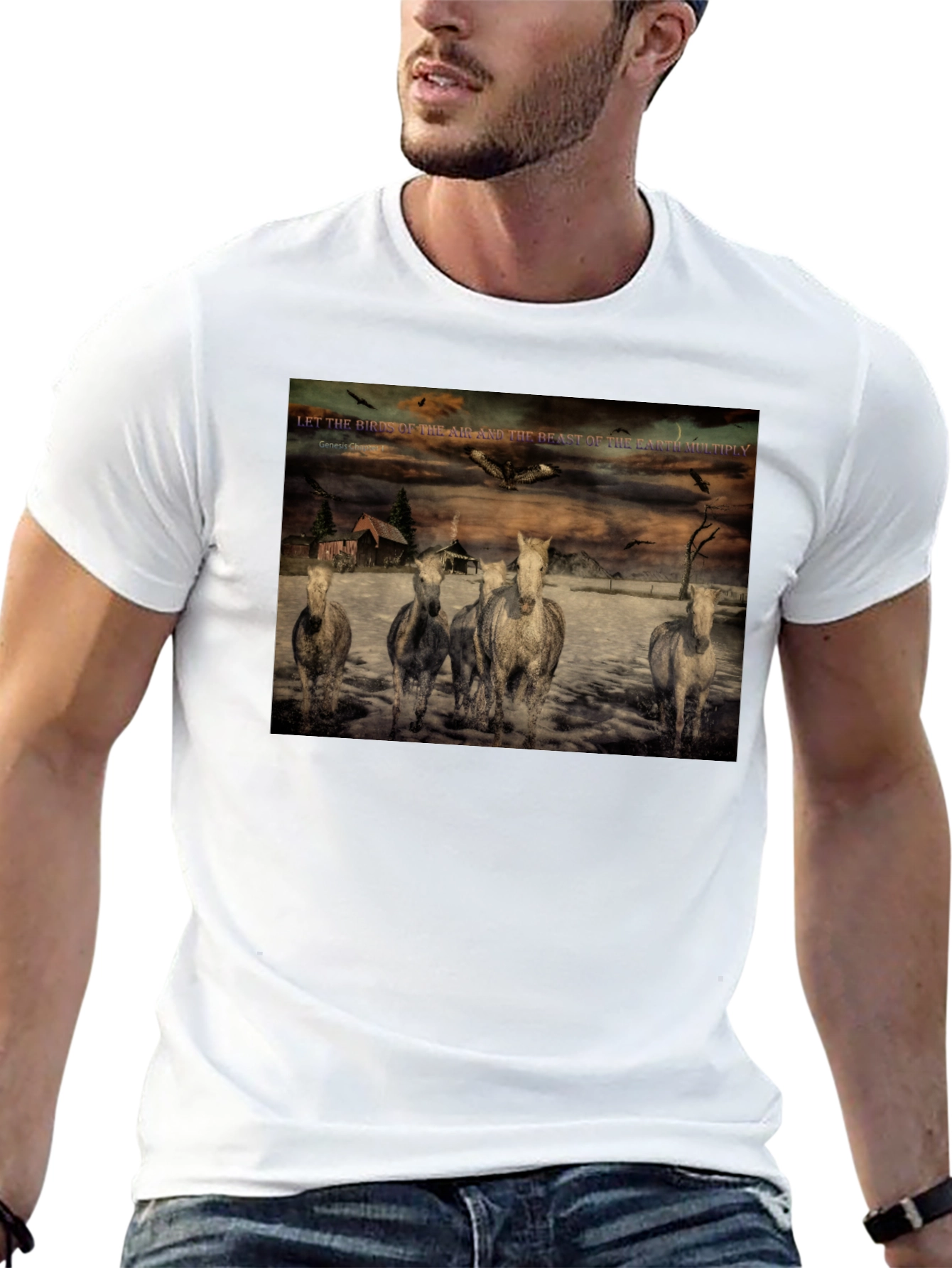 Genesis Chapter One Horses Graphic T-Shirt