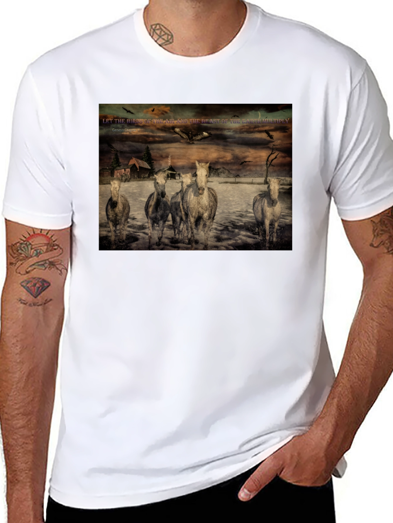 Genesis Chapter One Horses Graphic T-Shirt