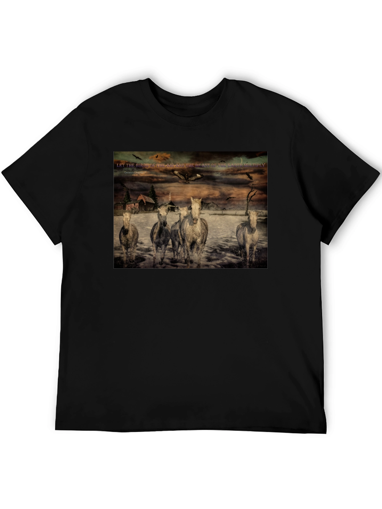 Genesis Chapter One Horses Graphic T-Shirt