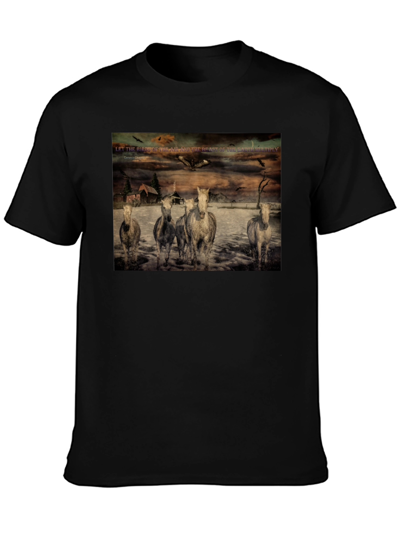 Genesis Chapter One Horses Graphic T-Shirt