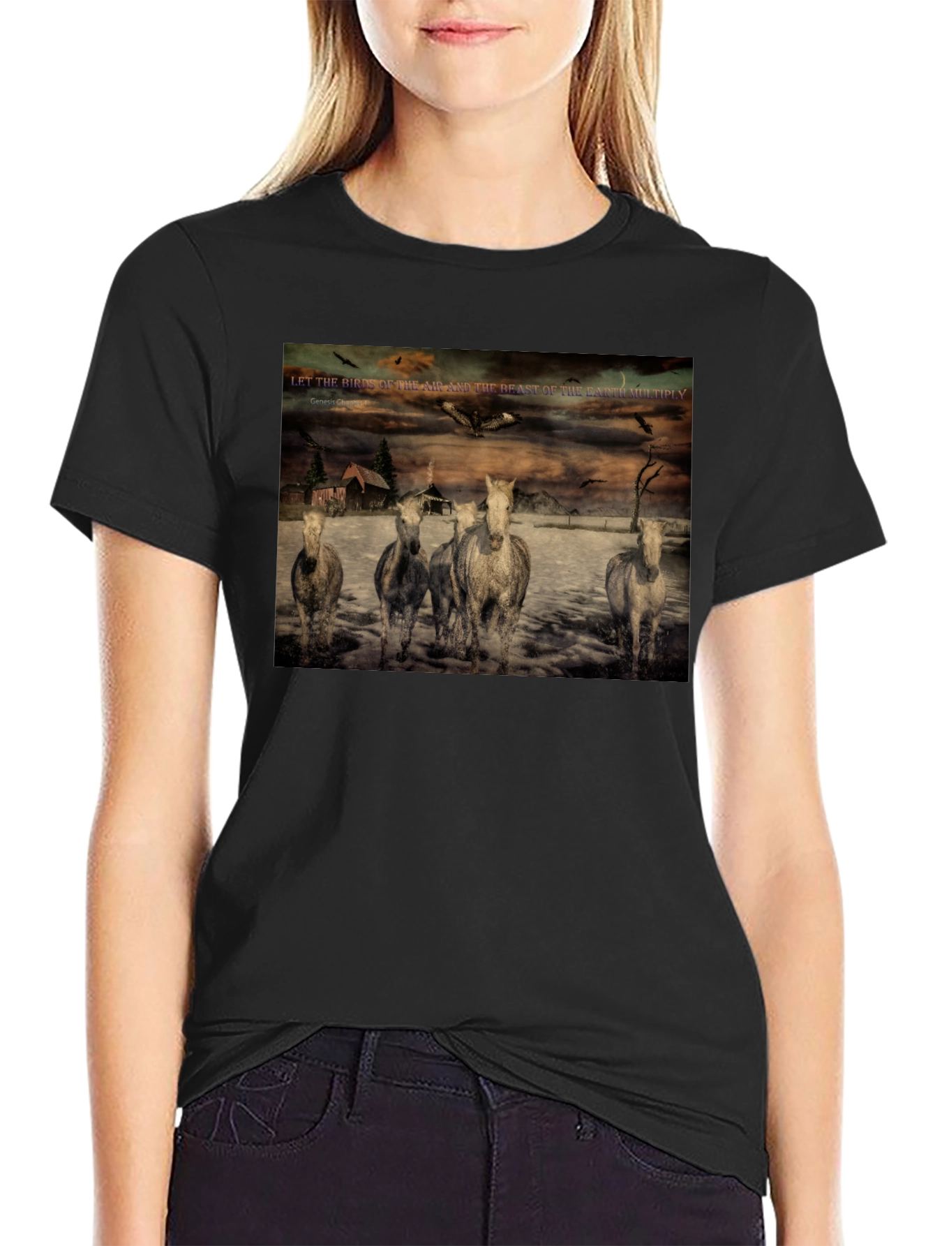 Genesis Chapter One Horses Graphic T-Shirt