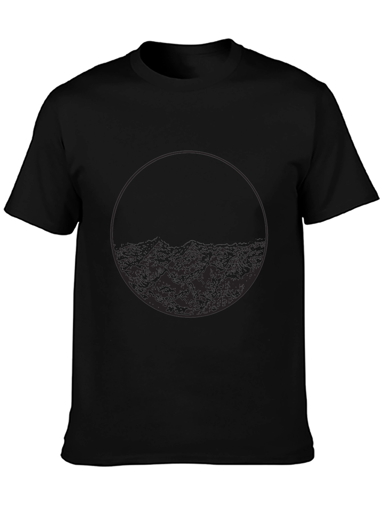 Minimalist Mountain Circle Graphic Black T-Shirt