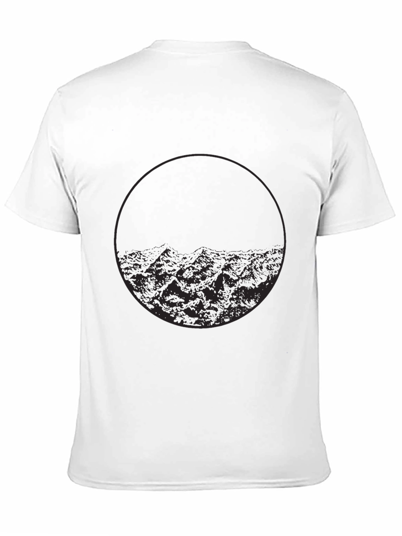 Minimalist Mountain Circle Graphic Black T-Shirt