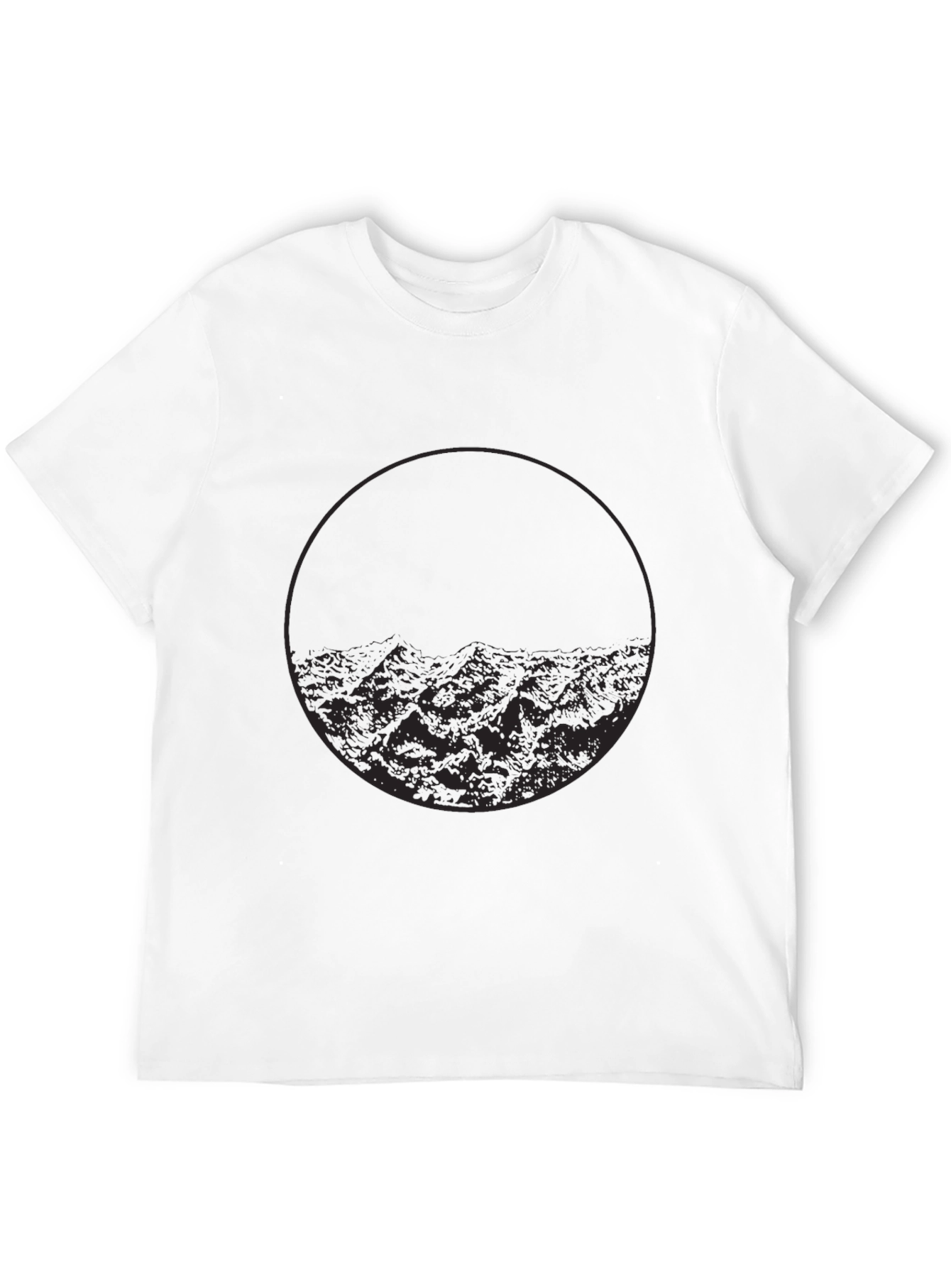 Minimalist Mountain Circle Graphic Black T-Shirt