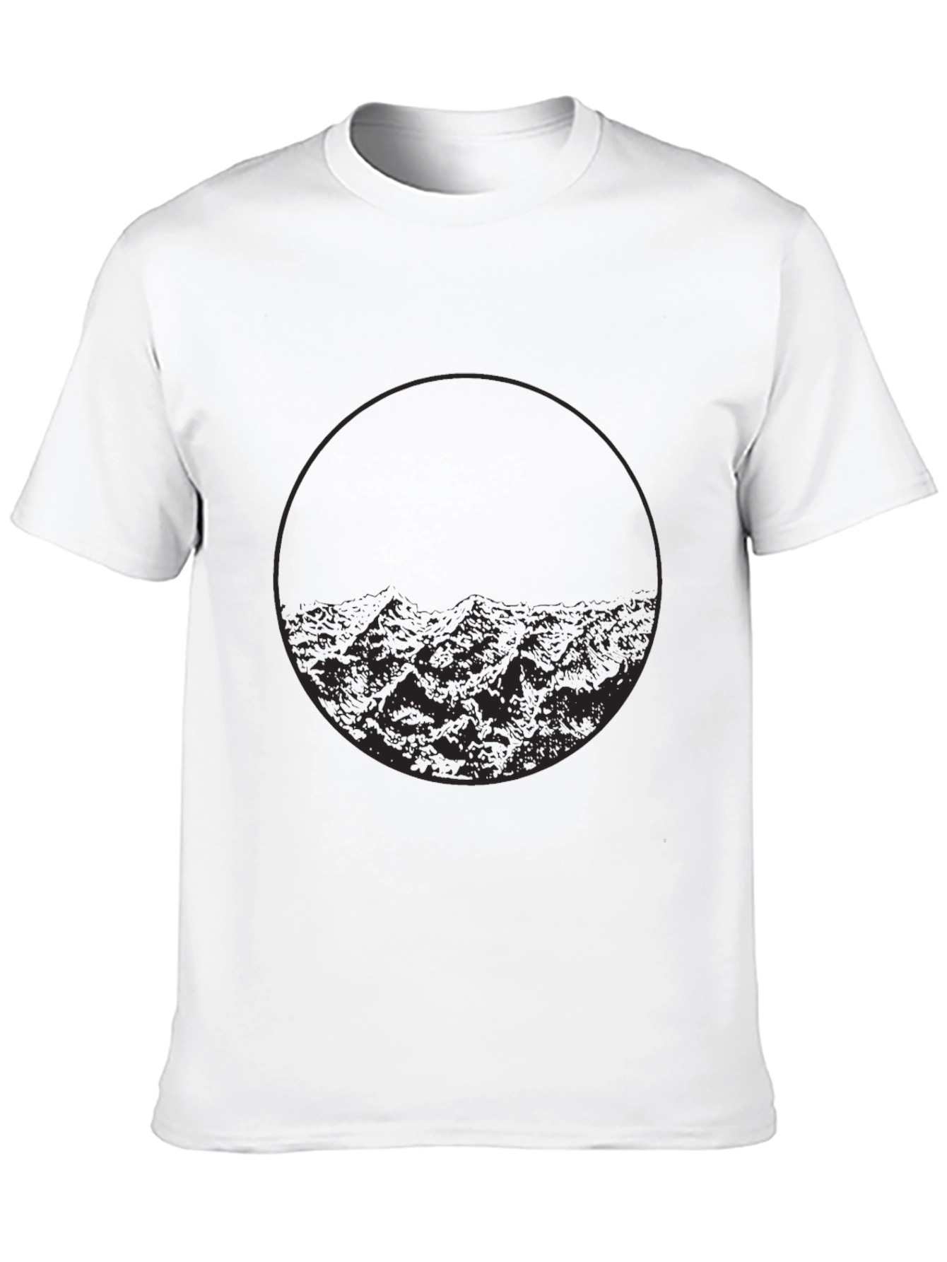Minimalist Mountain Circle Graphic Black T-Shirt