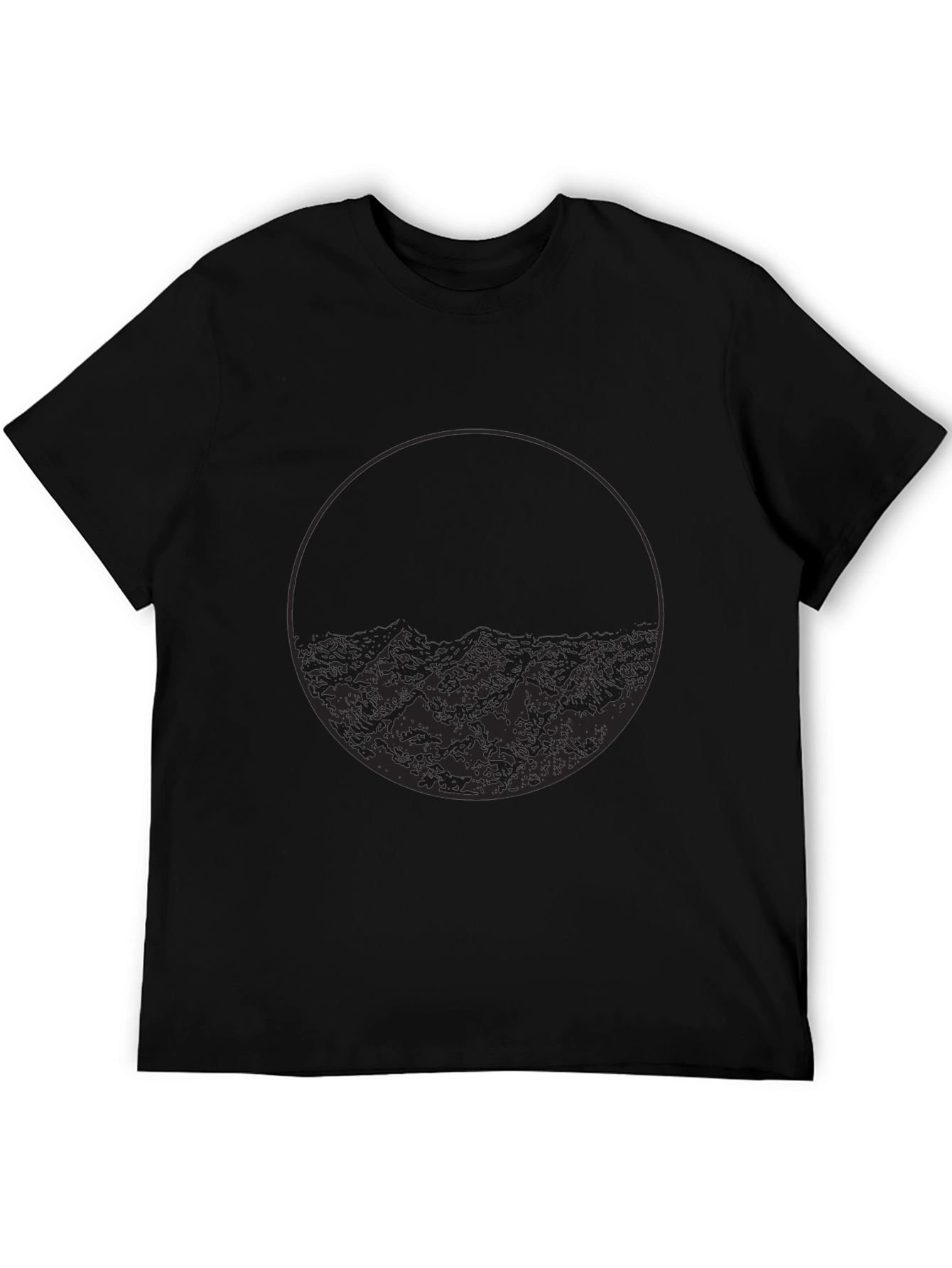 Minimalist Mountain Circle Graphic Black T-Shirt