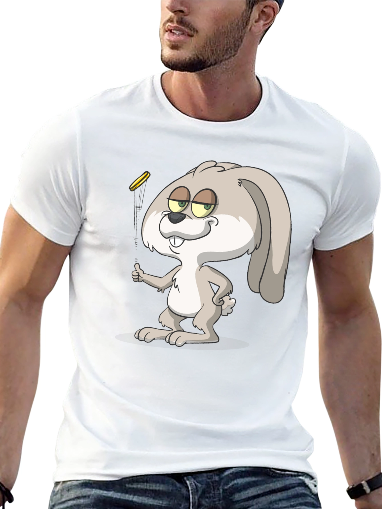 Cartoon Rabbit Graphic T-Shirt - Casual Wear