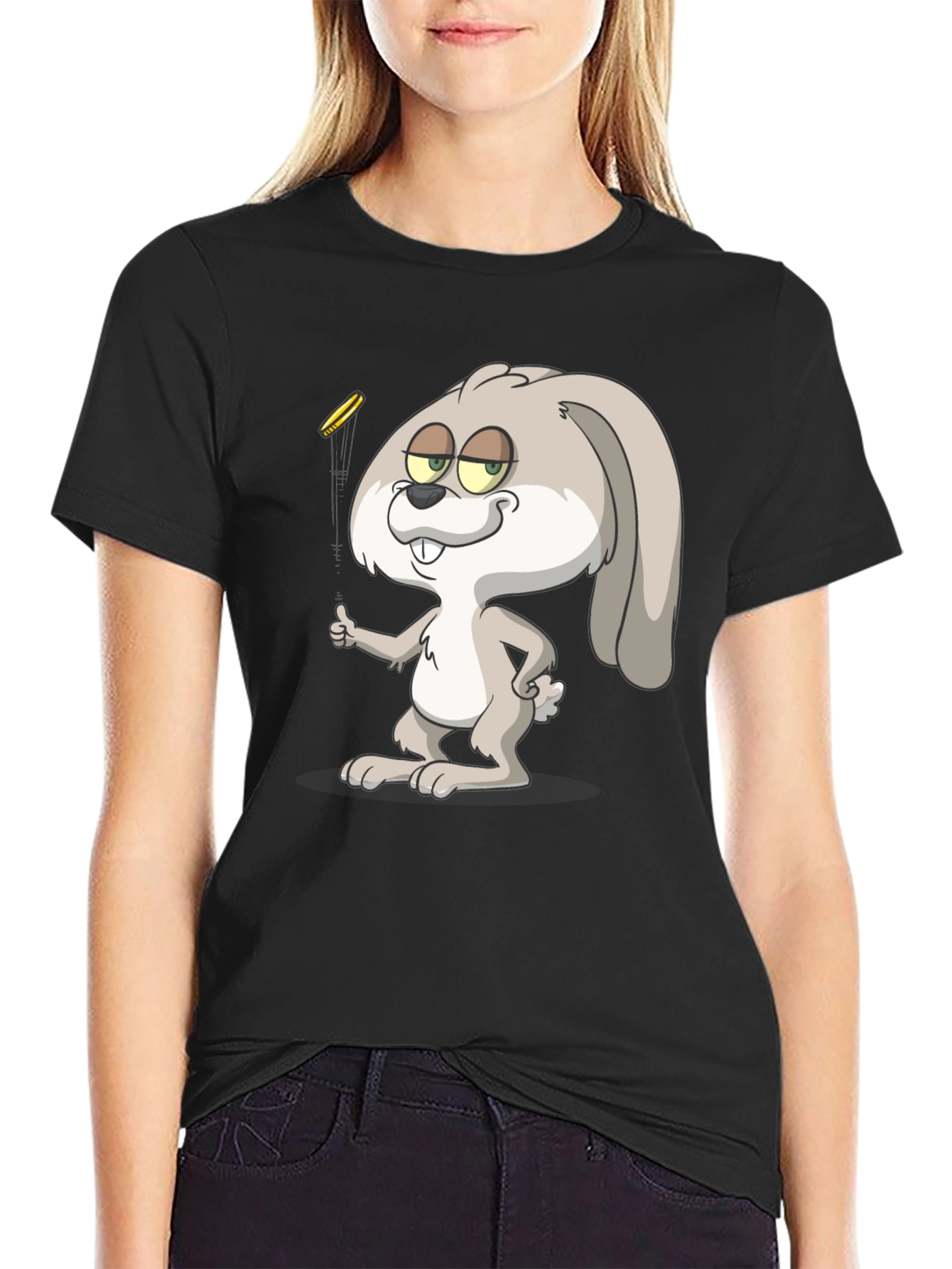 Cartoon Rabbit Graphic T-Shirt - Casual Wear