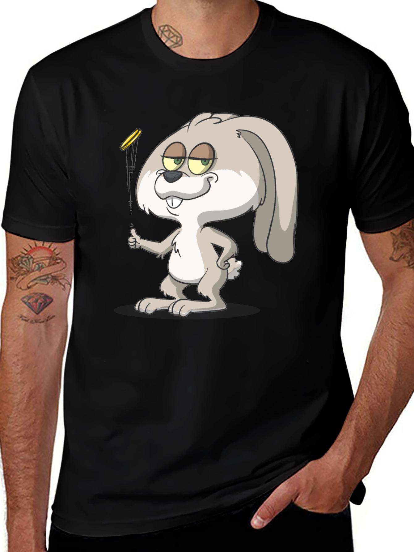 Cartoon Rabbit Graphic T-Shirt - Casual Wear