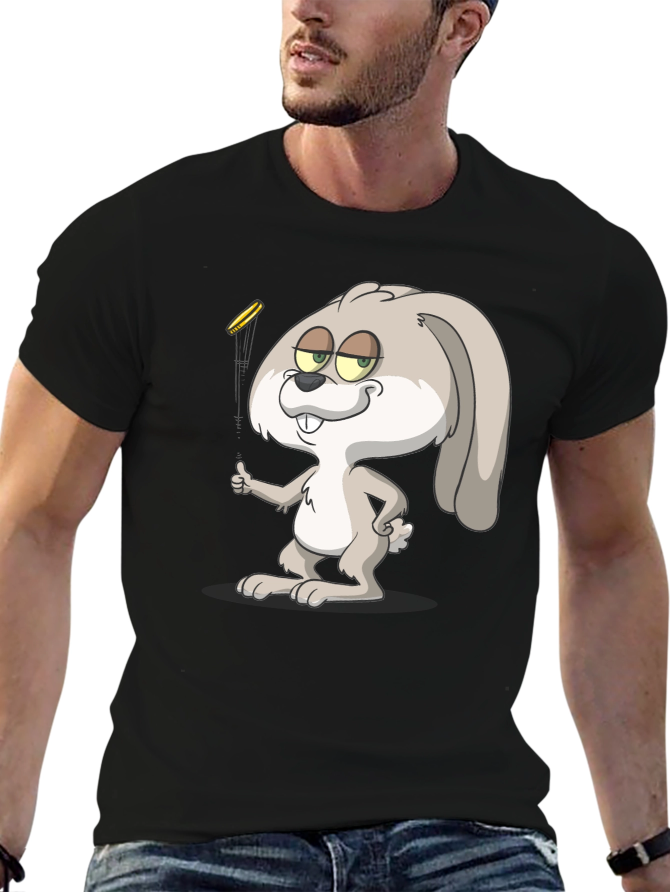 Cartoon Rabbit Graphic T-Shirt - Casual Wear