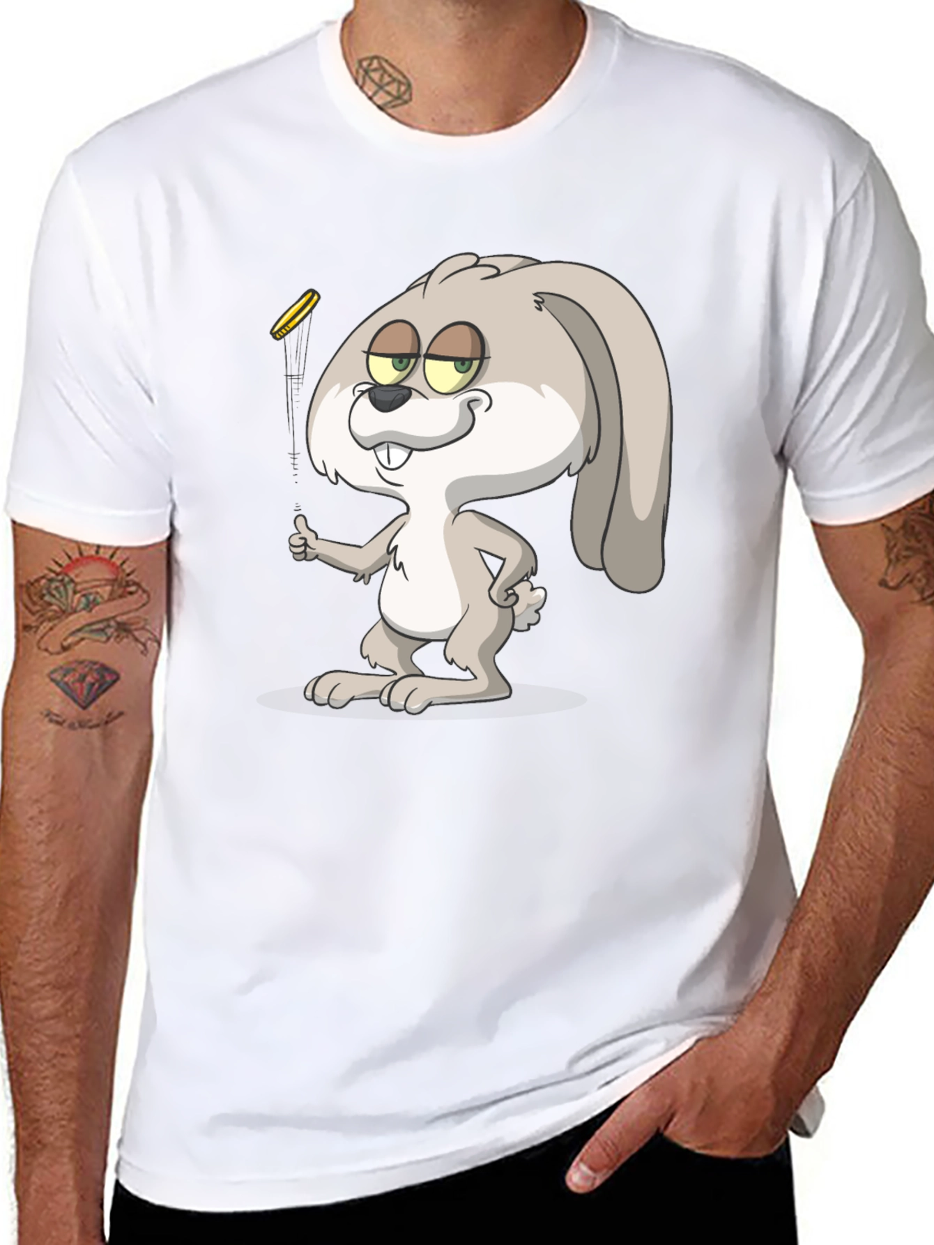 Cartoon Rabbit Graphic T-Shirt - Casual Wear