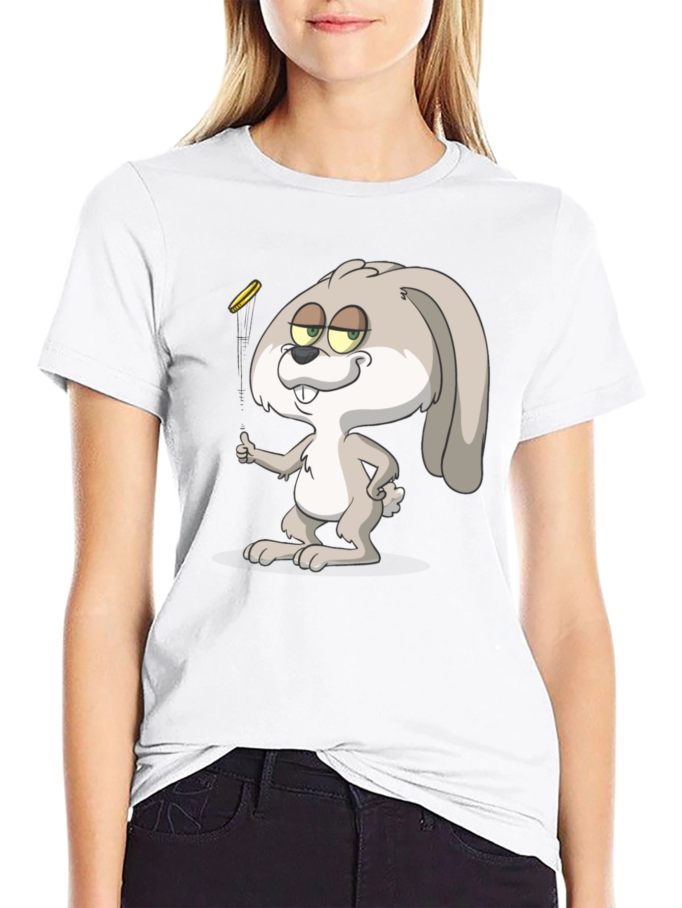 Cartoon Rabbit Graphic T-Shirt - Casual Wear