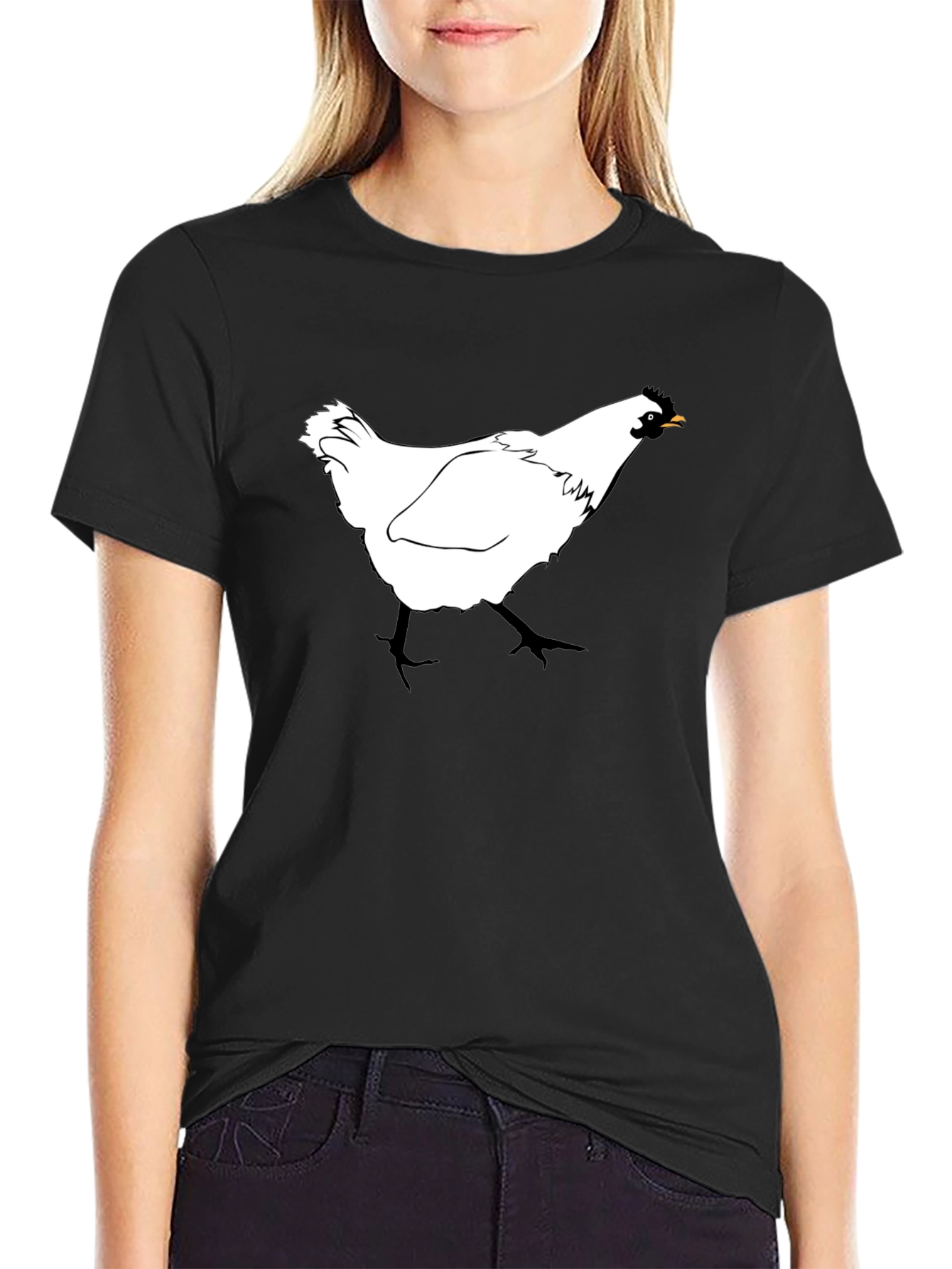 Black Chicken T-Shirt - Farm Animal Graphic Tee