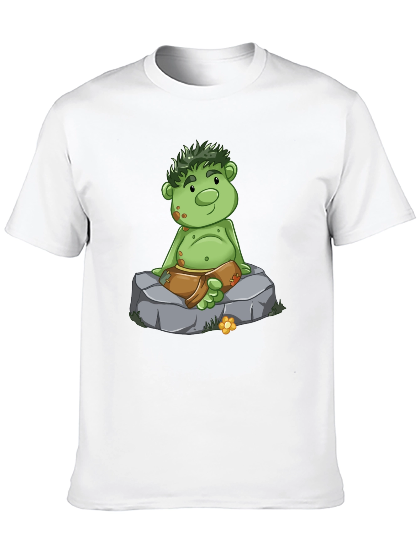 Cartoon Troll Graphic Tee - Black Cotton T-Shirt