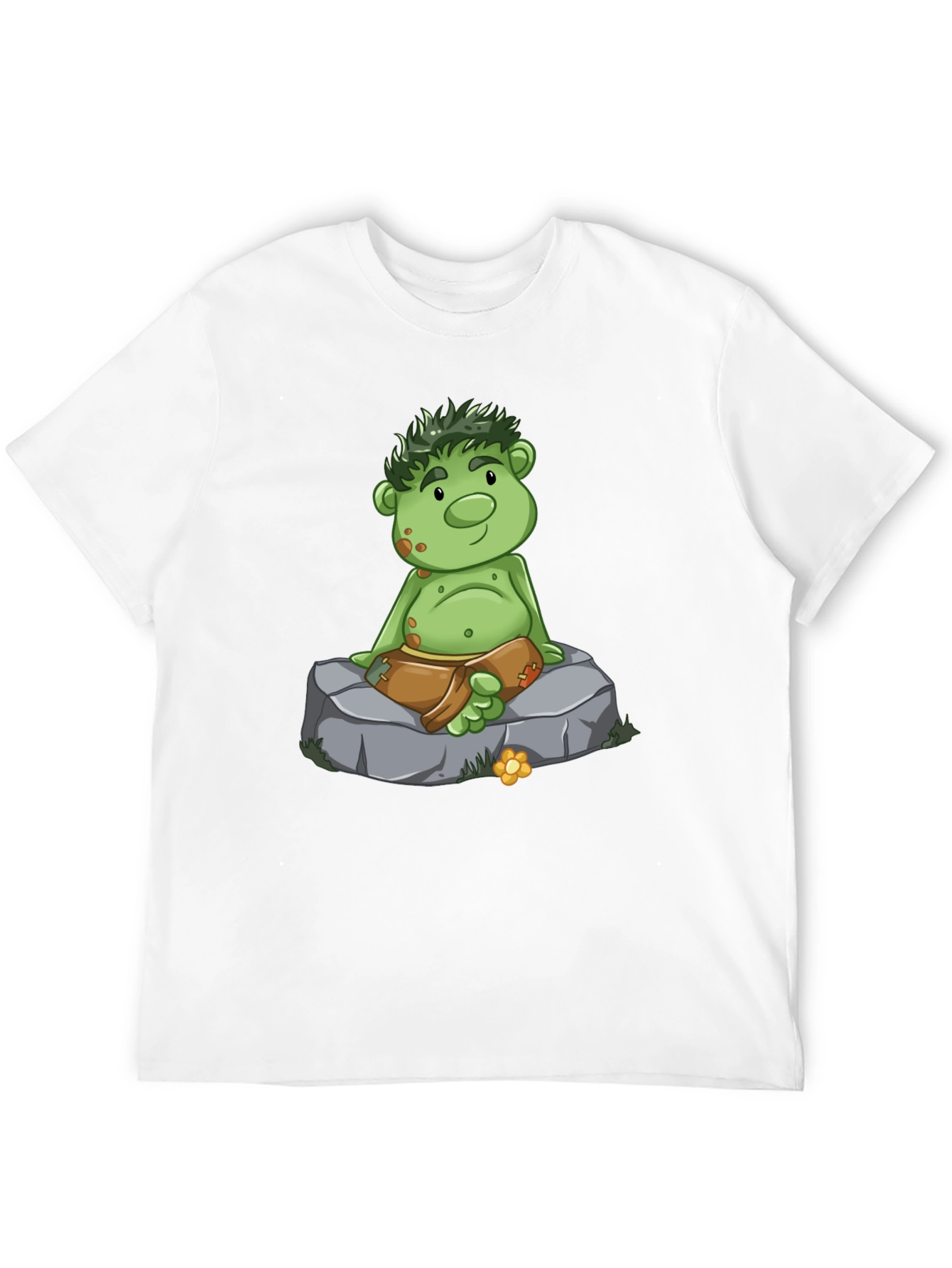 Cartoon Troll Graphic Tee - Black Cotton T-Shirt