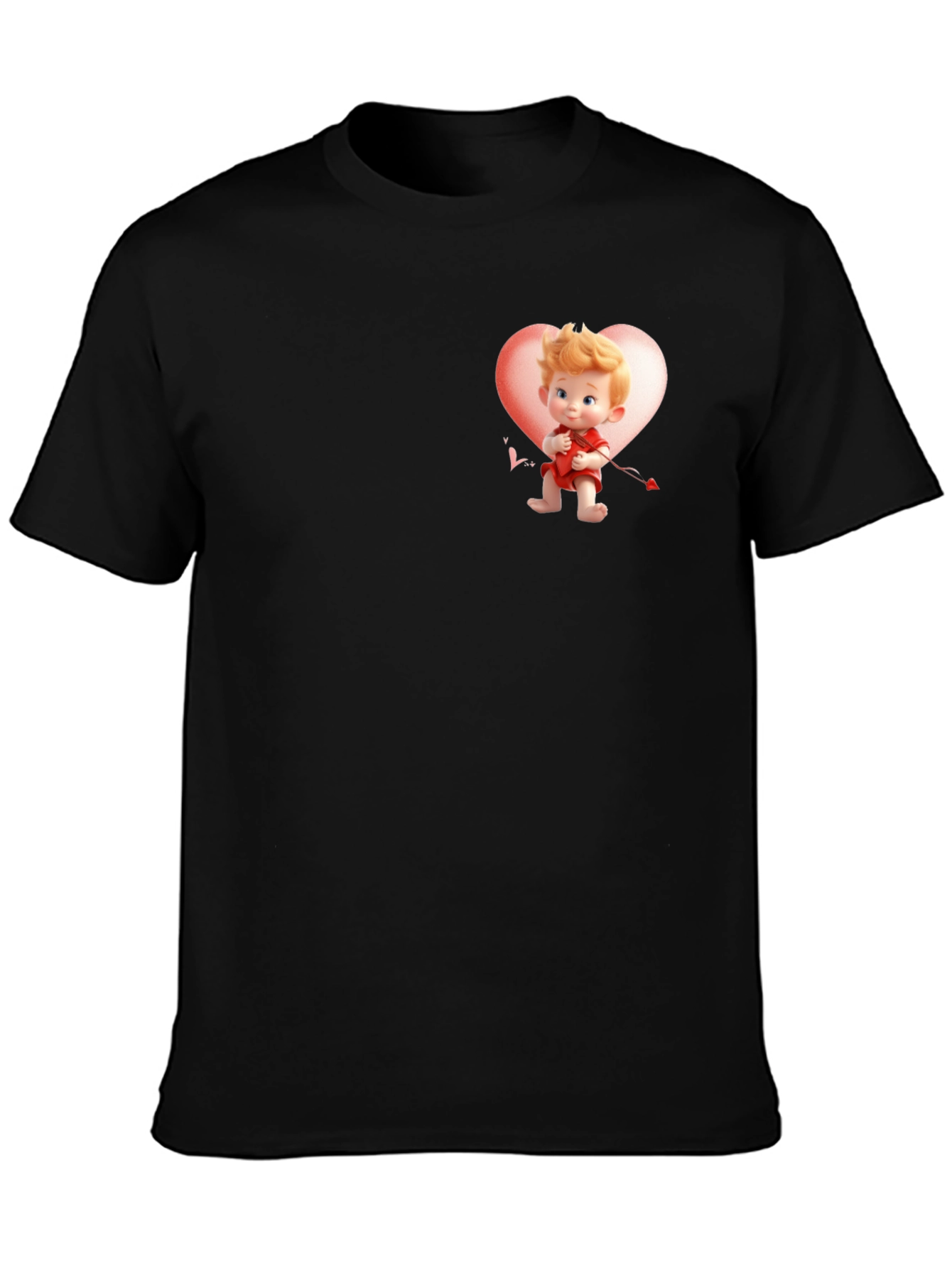 Cupid Heart Graphic Black T-Shirt