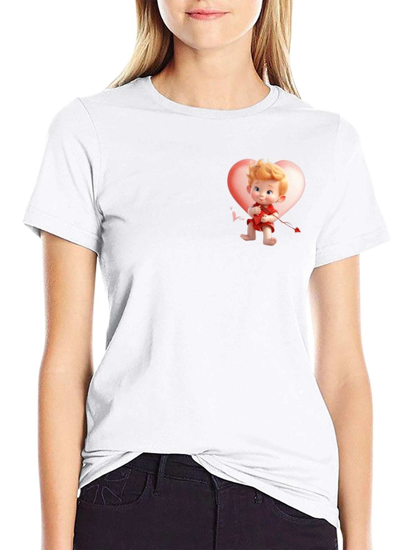 Cupid Heart Graphic Black T-Shirt