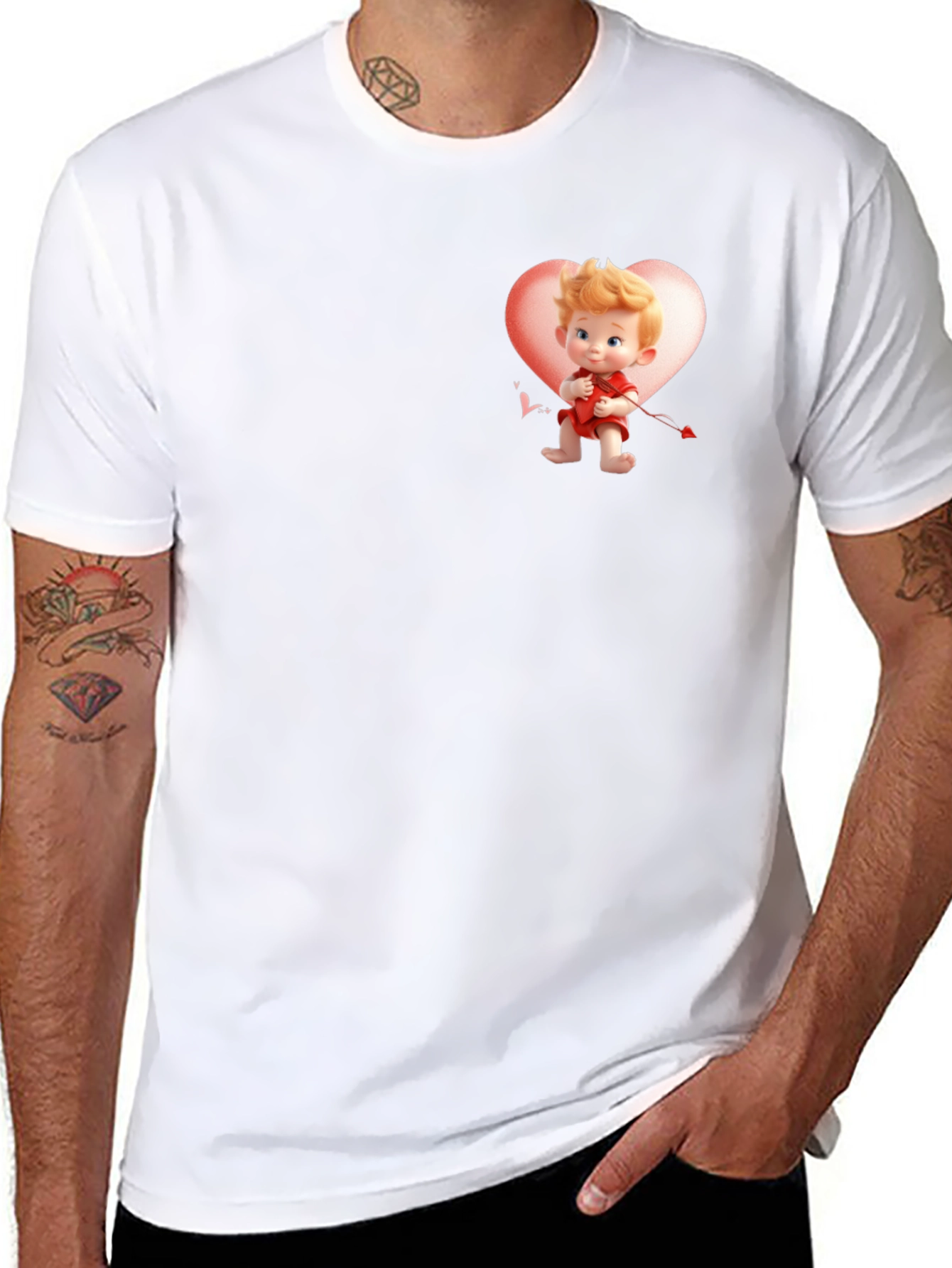 Cupid Heart Graphic Black T-Shirt