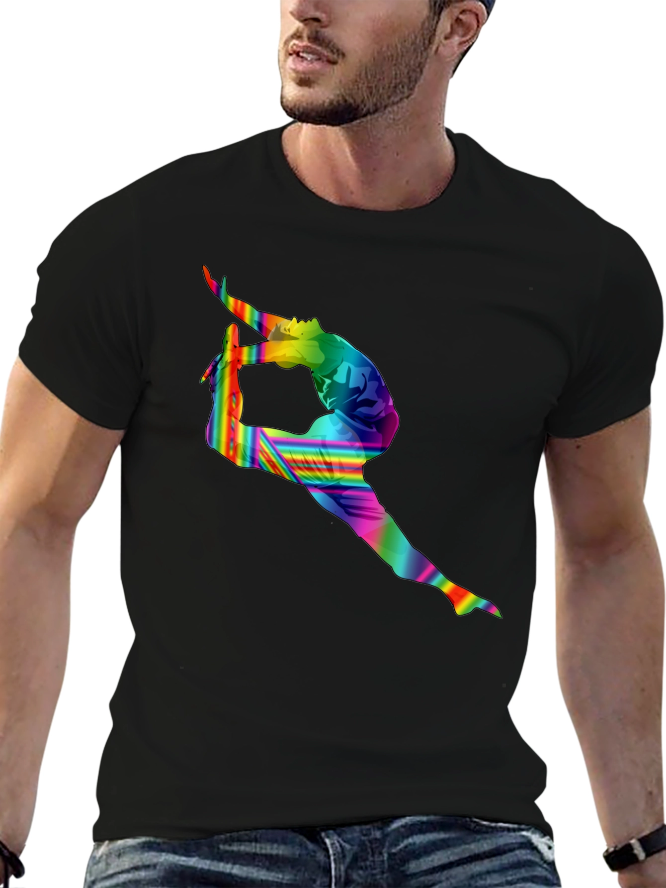 Rainbow Gymnast Black T-Shirt