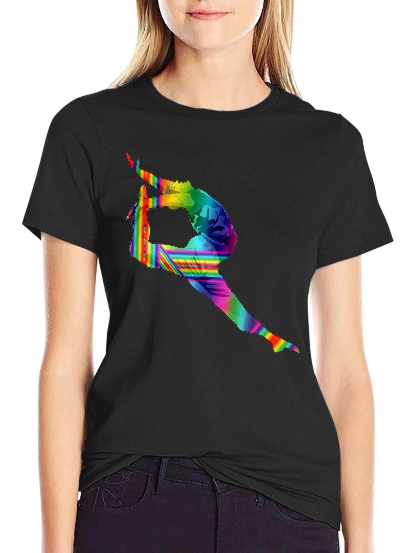 Rainbow Gymnast Black T-Shirt