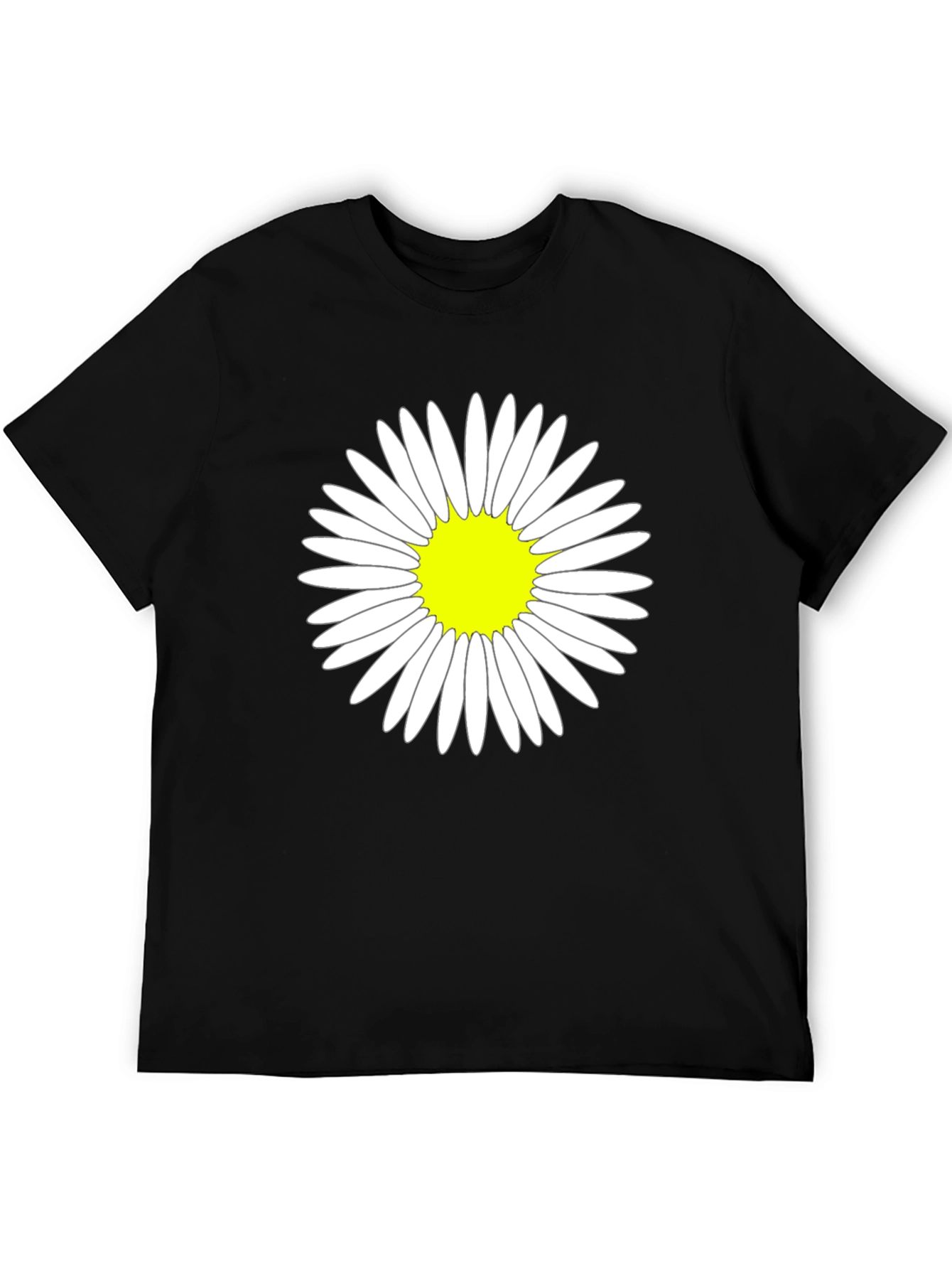 Daisy Flower Graphic Tee - Casual Black T-Shirt