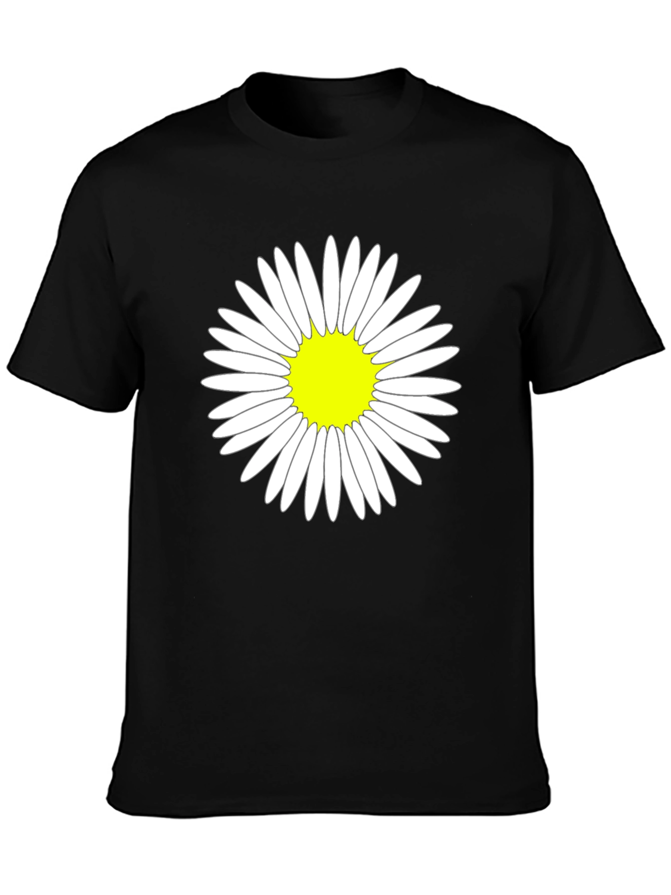 Daisy Flower Graphic Tee - Casual Black T-Shirt