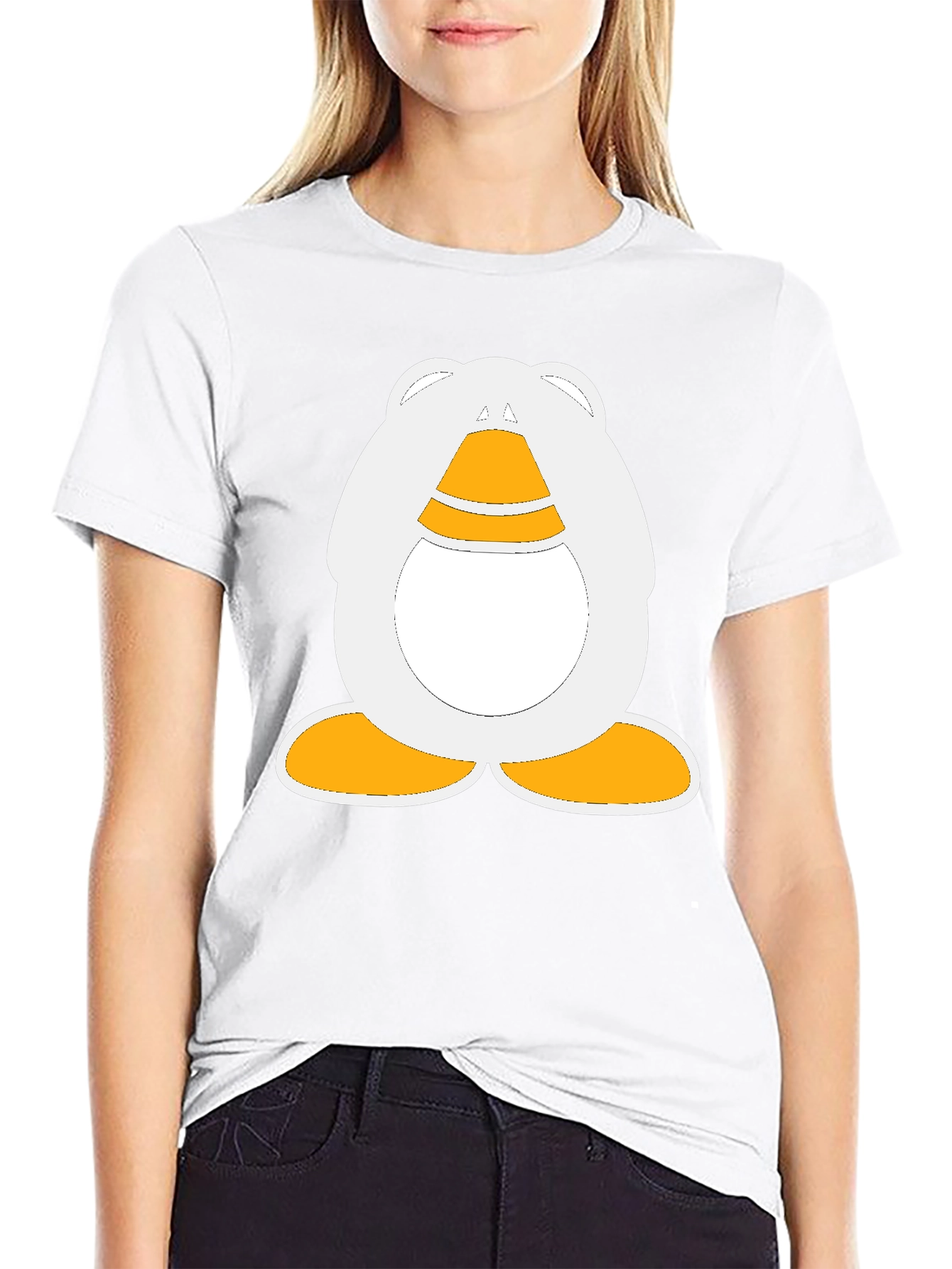 Cartoon Penguin Graphic Black T-Shirt