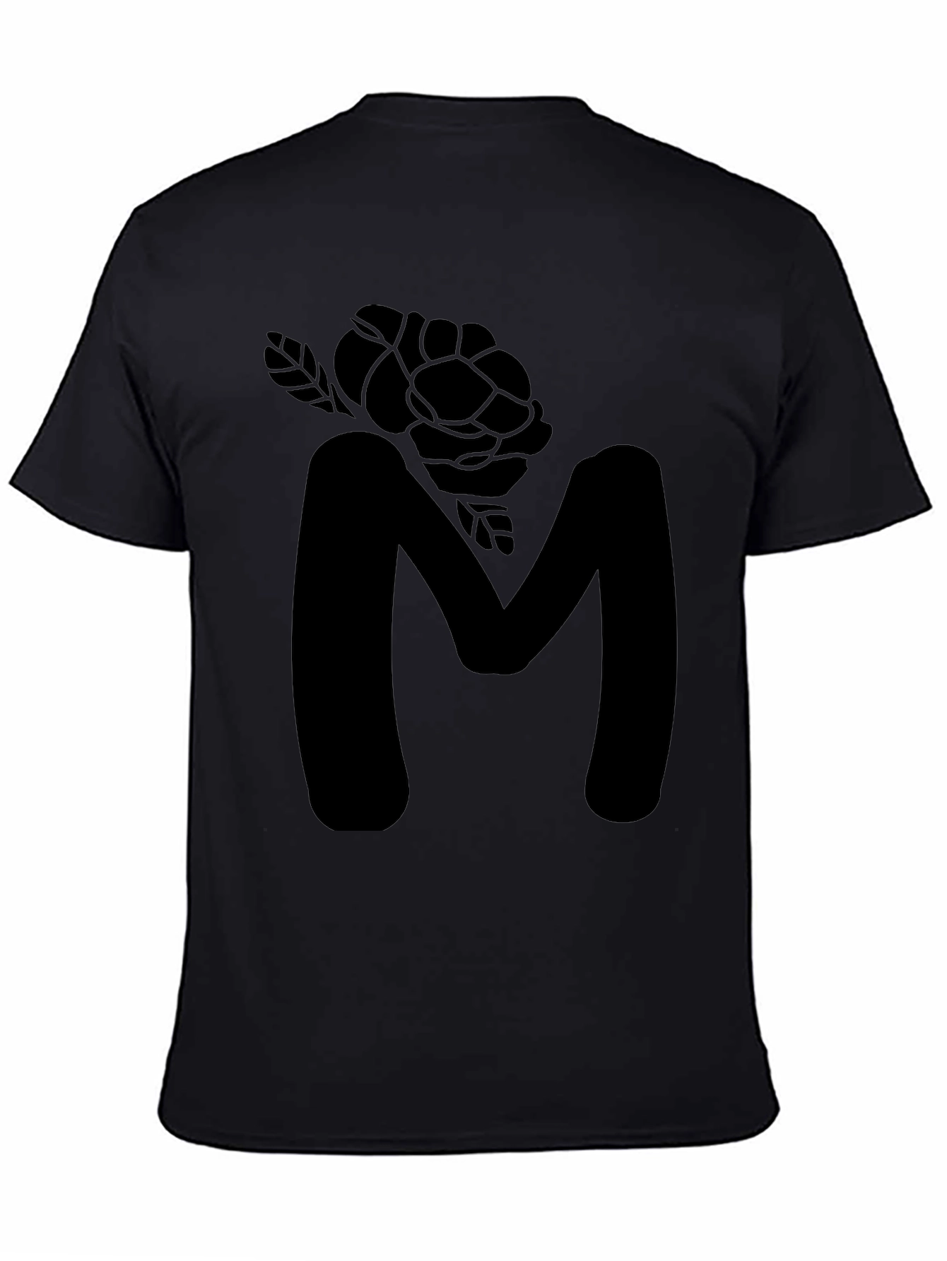 Mens Black Letter M Rose Graphic Tee
