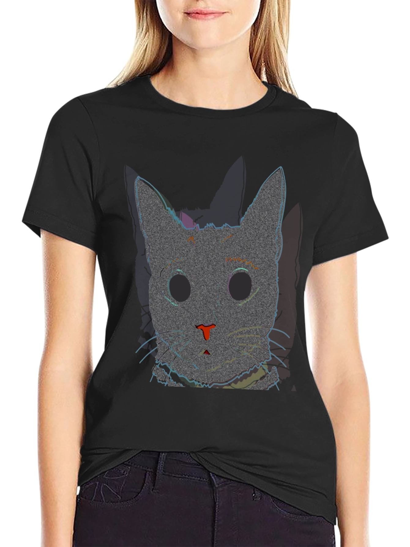 Glitch Cat T-Shirt - Modern Style