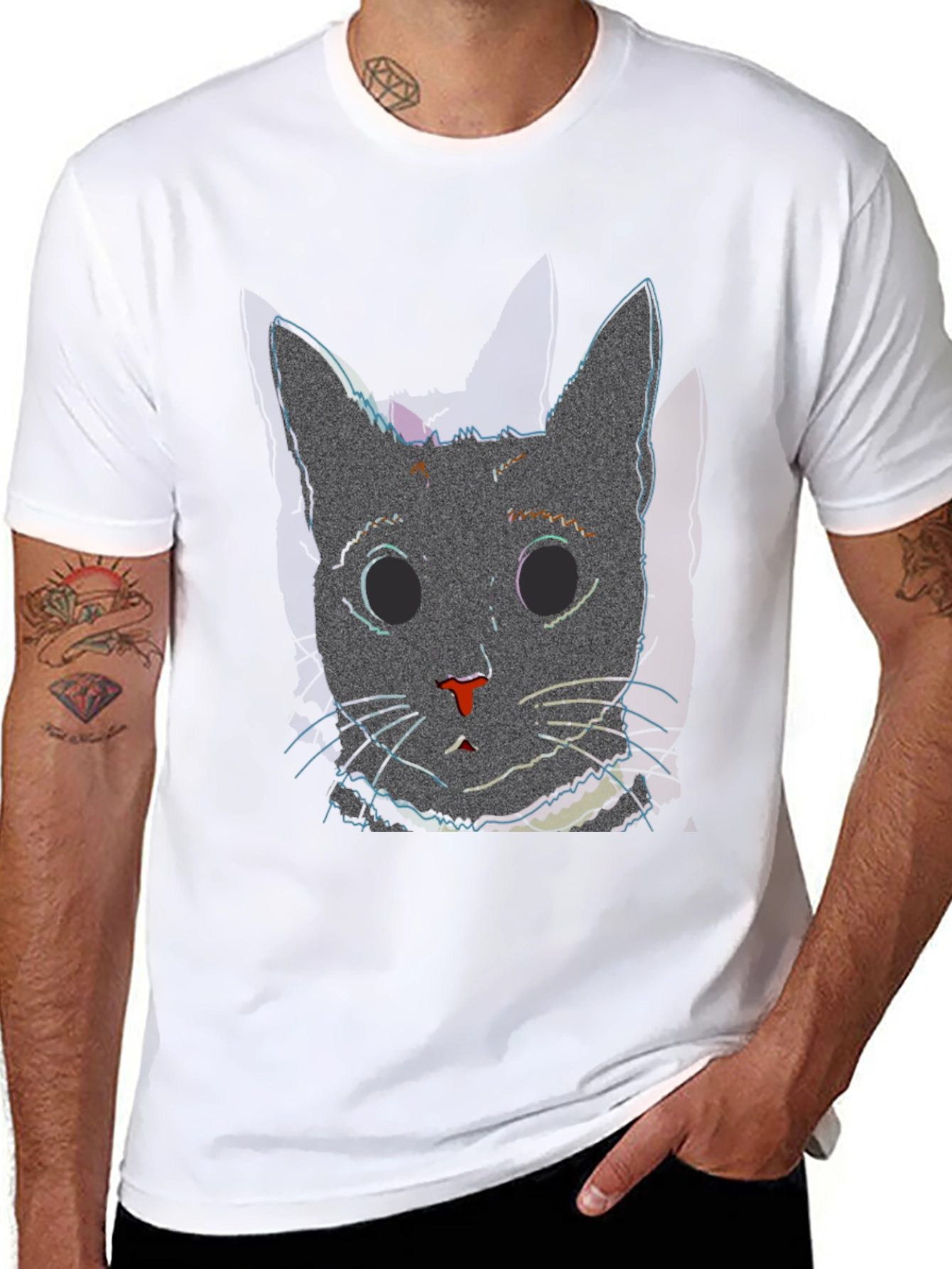 Glitch Cat T-Shirt - Modern Style