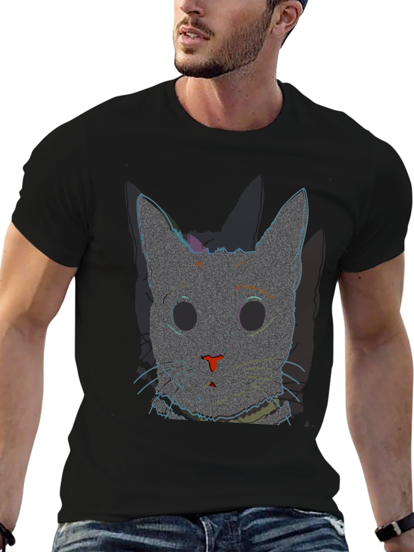 Glitch Cat T-Shirt - Modern Style
