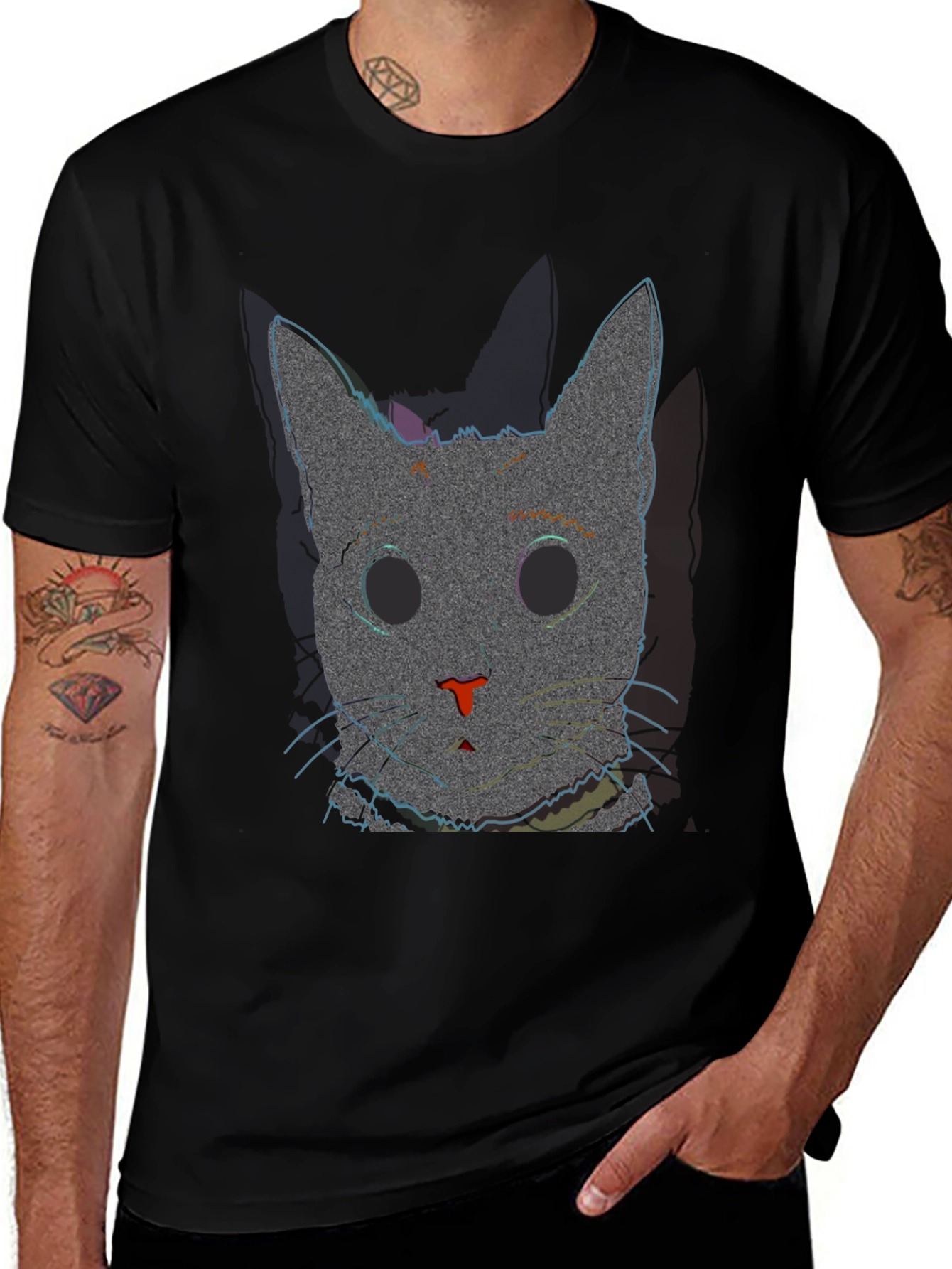 Glitch Cat T-Shirt - Modern Style