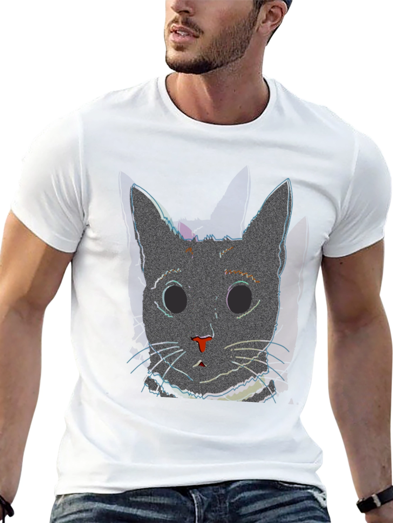 Glitch Cat T-Shirt - Modern Style