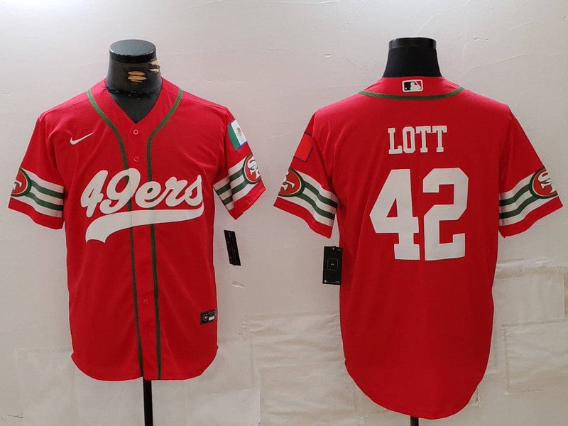 Men's San Francisco 49ers Ronnie Lott #42 Scarlet Game Player Jerseys