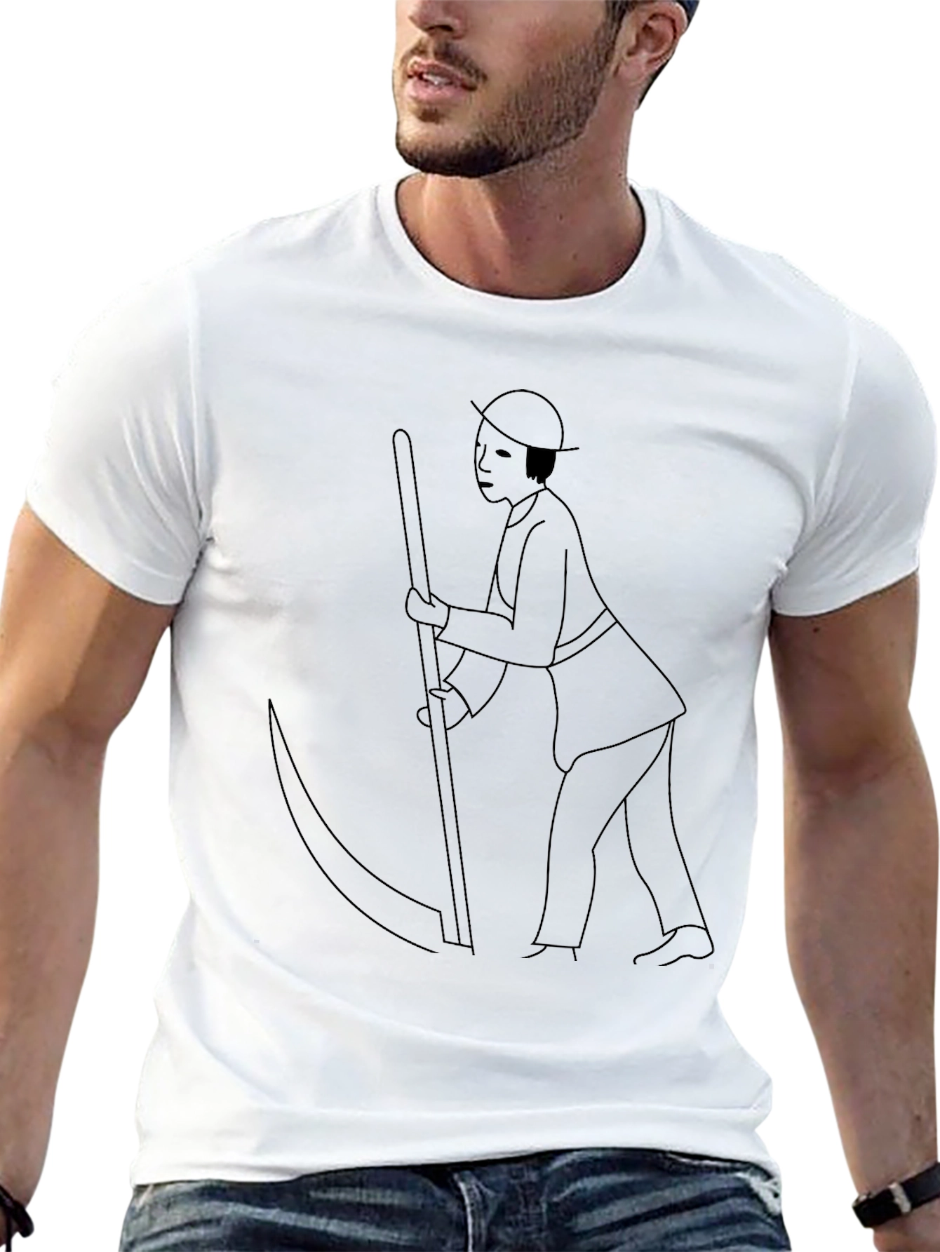 Minimalist Grim Reaper Graphic T-Shirt