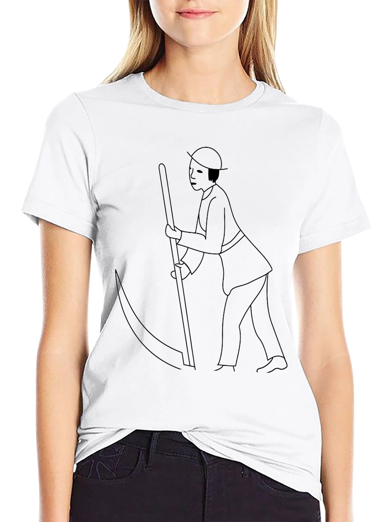 Minimalist Grim Reaper Graphic T-Shirt