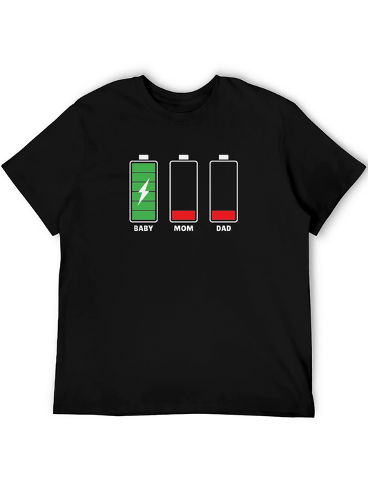 Funny Family Battery Level Black T-Shirt