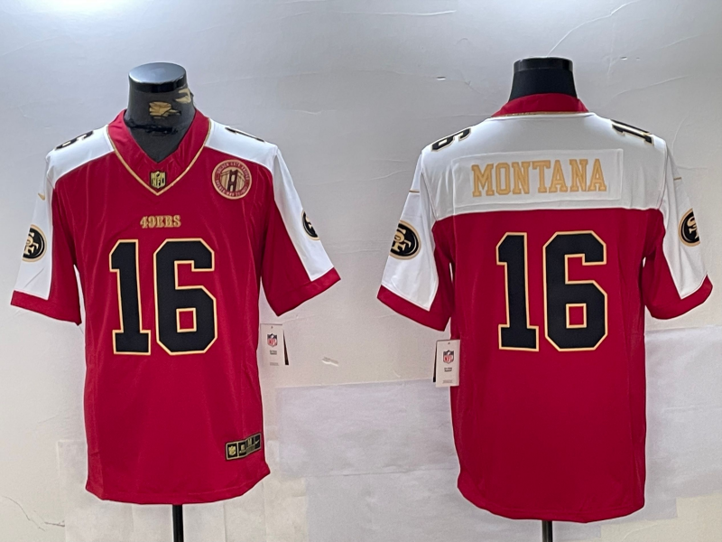 Men's San Francisco 49ers Joe Montana #16 Scarlet Player Game Jerseys