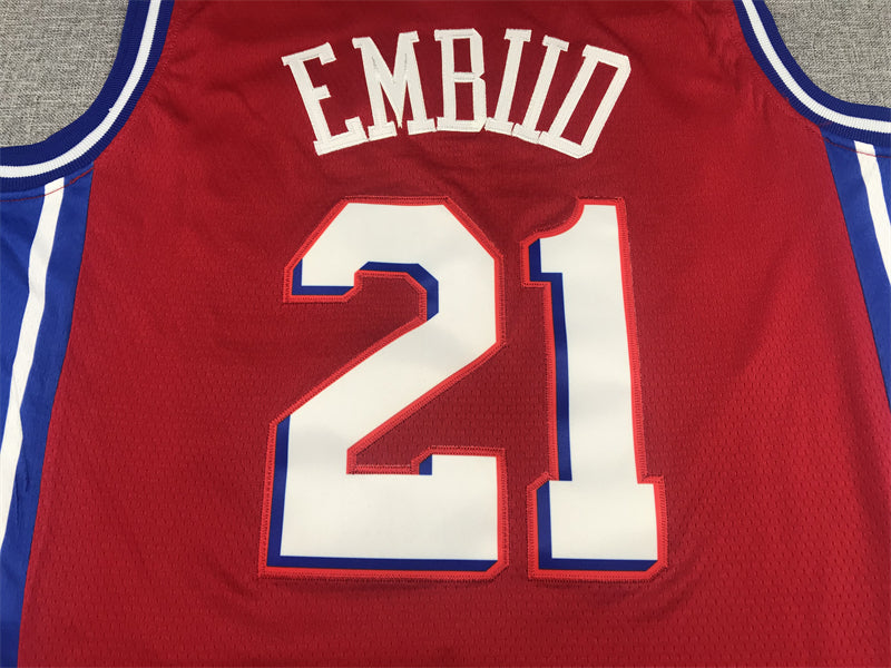 Men's Philadelphia 76ers Joel Embiid #21 NBA Red Replica Jerseys
