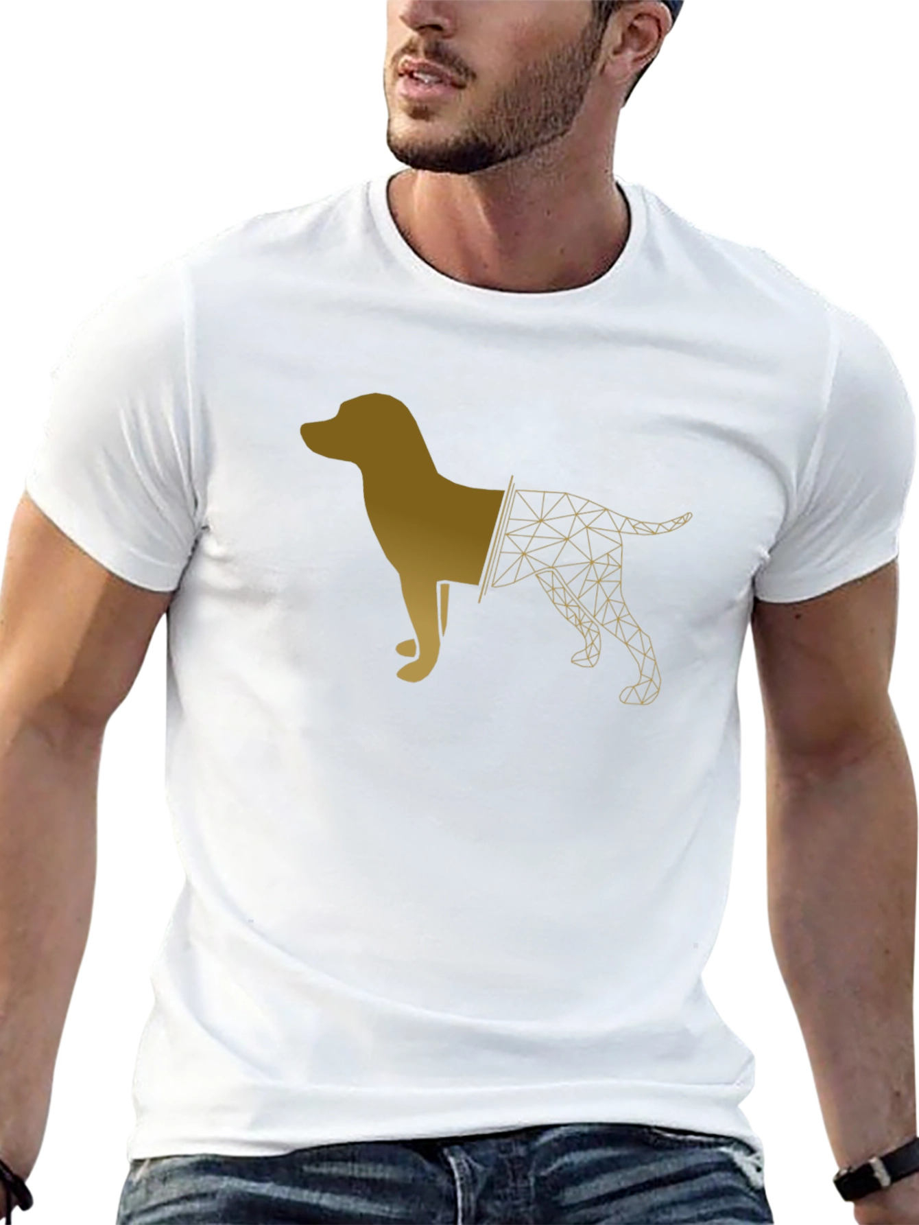 Geometric Dog Graphic Tee - Modern Black T-Shirt
