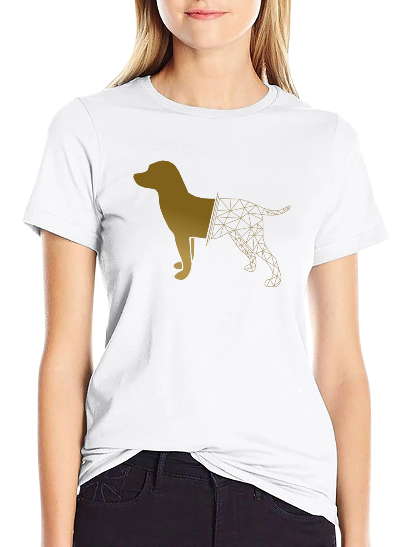 Geometric Dog Graphic Tee - Modern Black T-Shirt