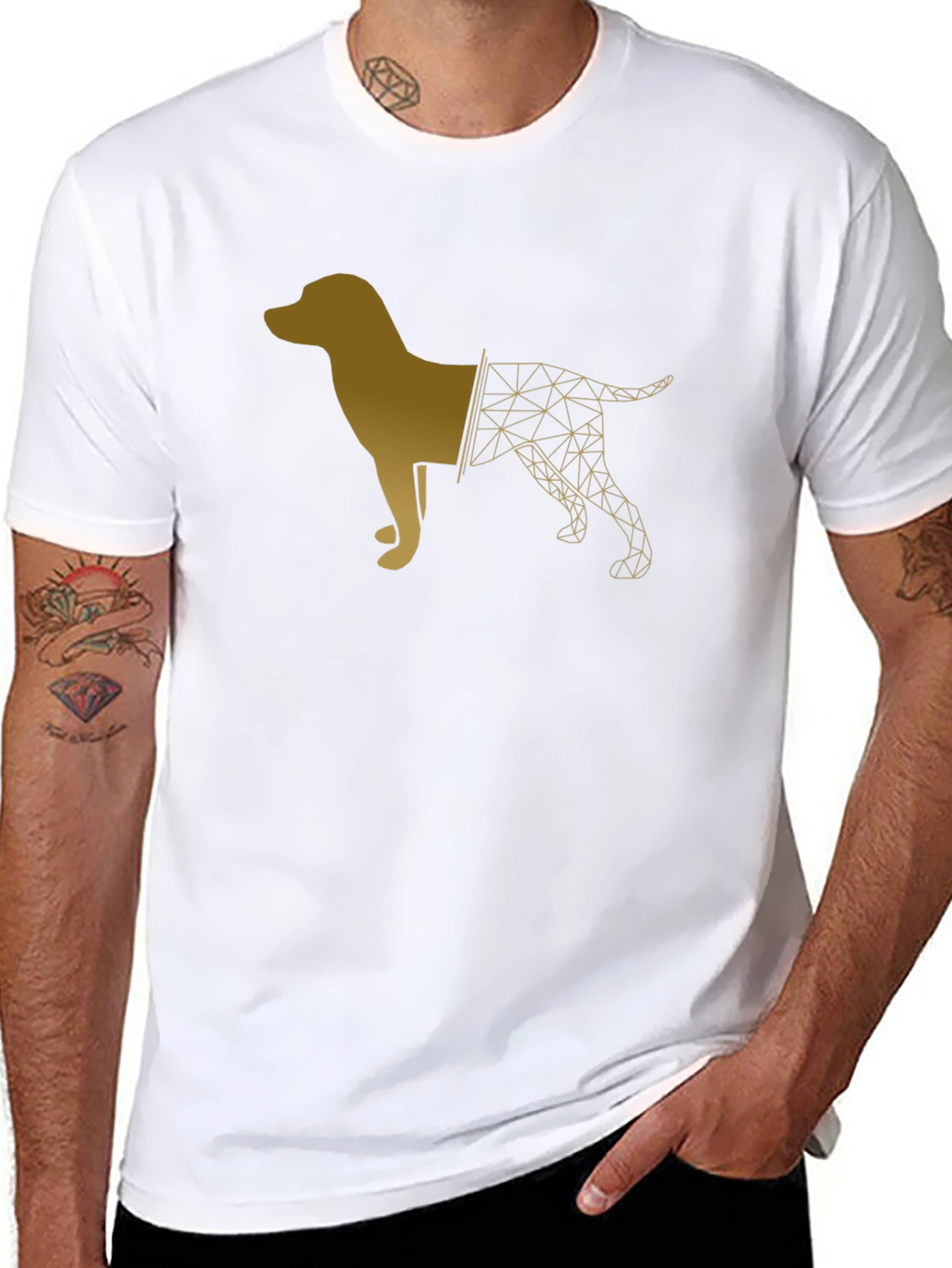 Geometric Dog Graphic Tee - Modern Black T-Shirt