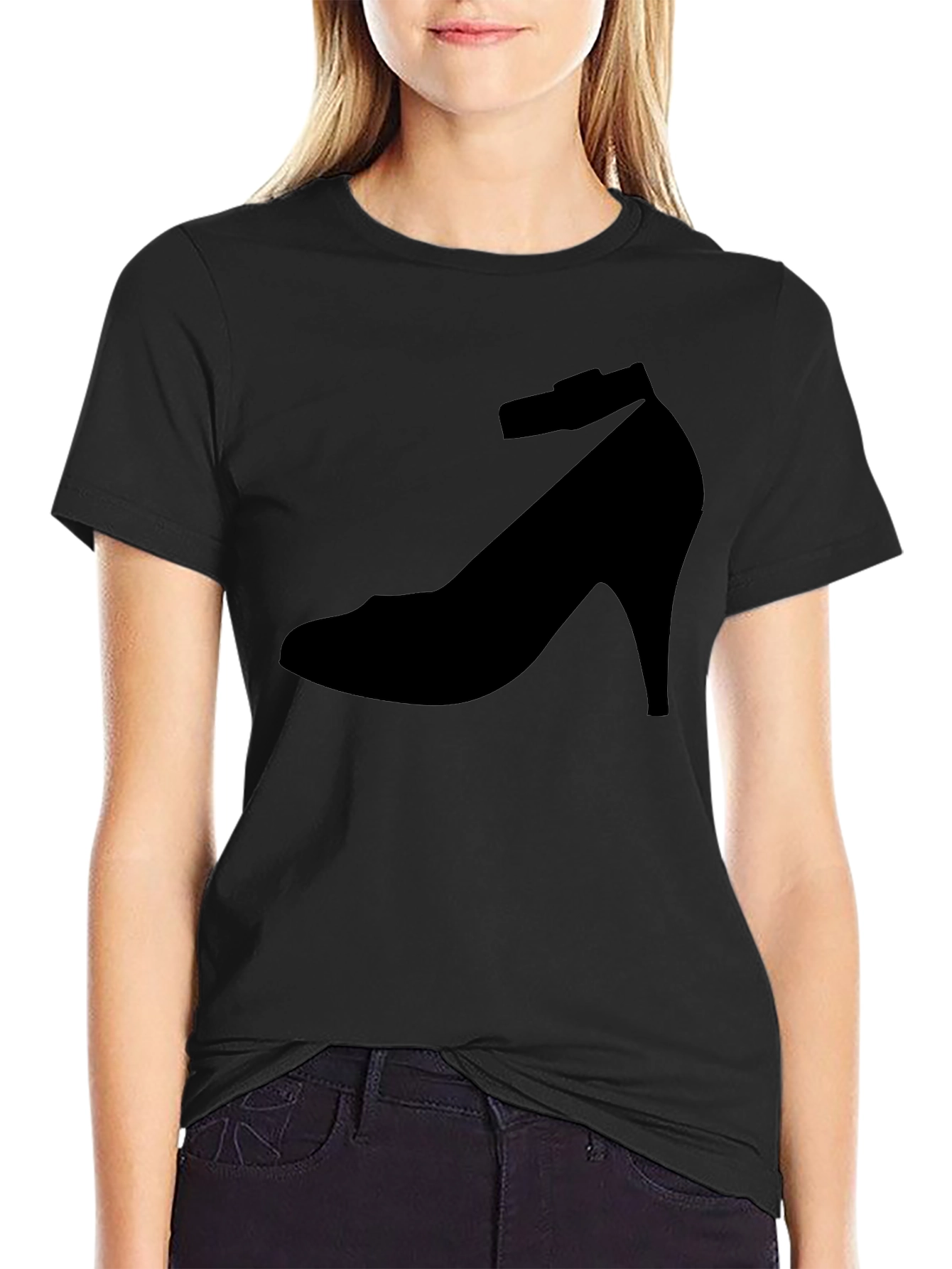 Black Shoe Print T-Shirt
